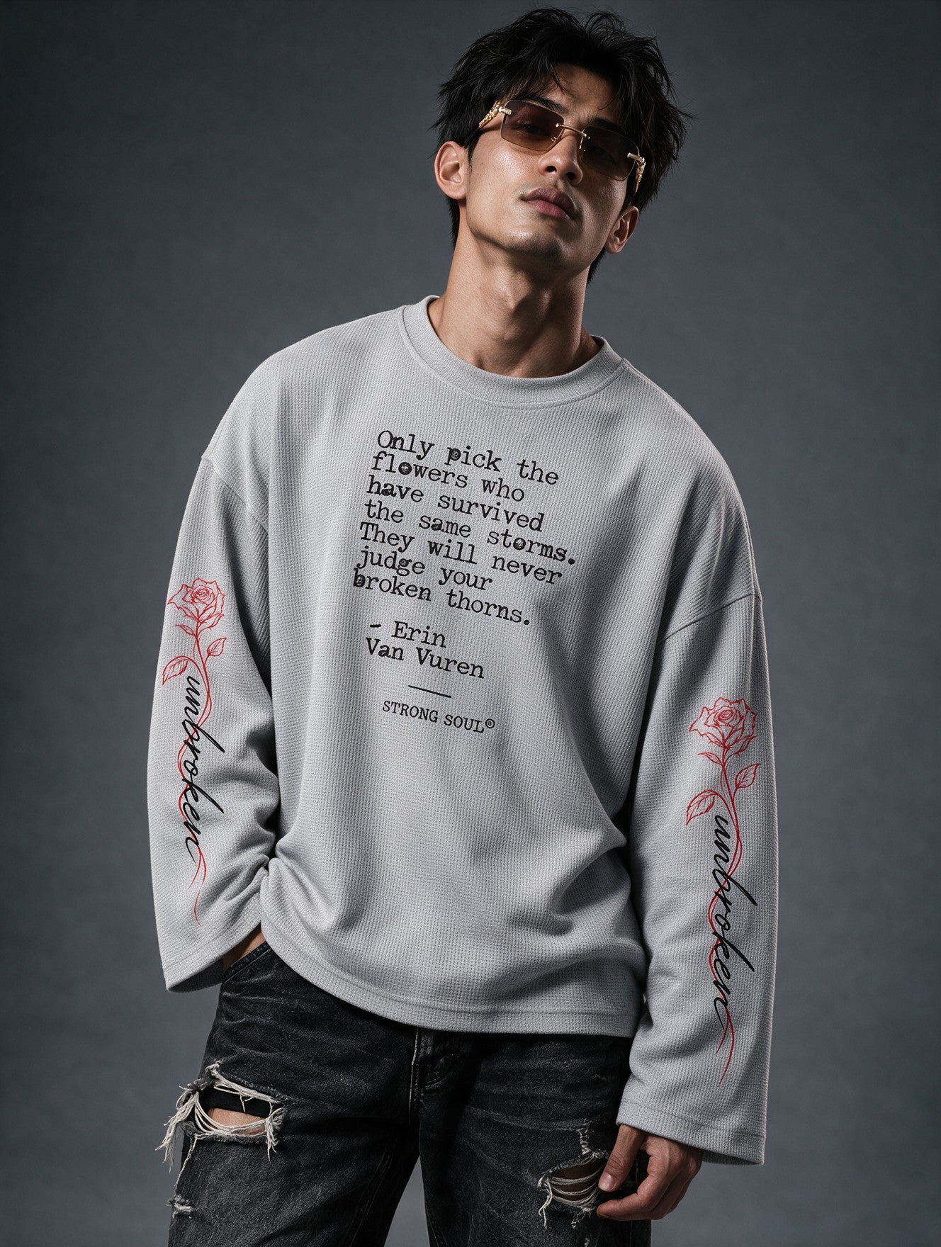 Grey - Unbroken - Waffle Long Sleeve
