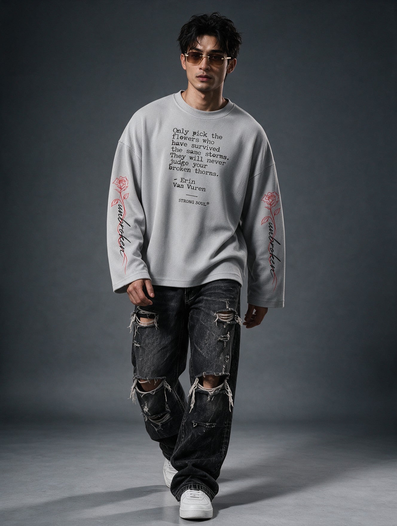 Grey - Unbroken - Waffle Long Sleeve