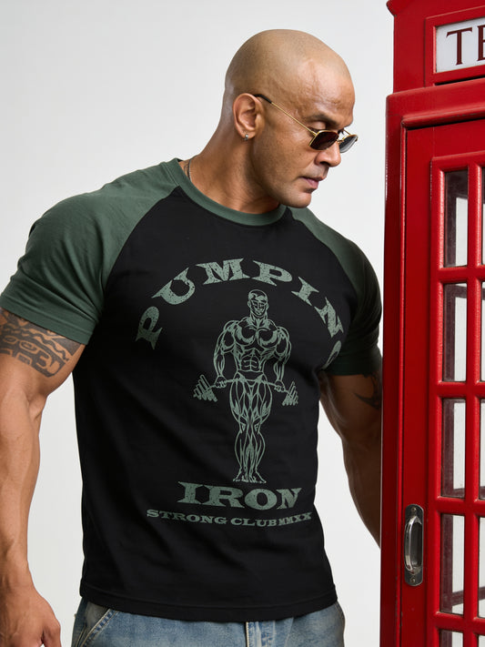 Black Green - Pumping Iron - Raglan T-Shirt