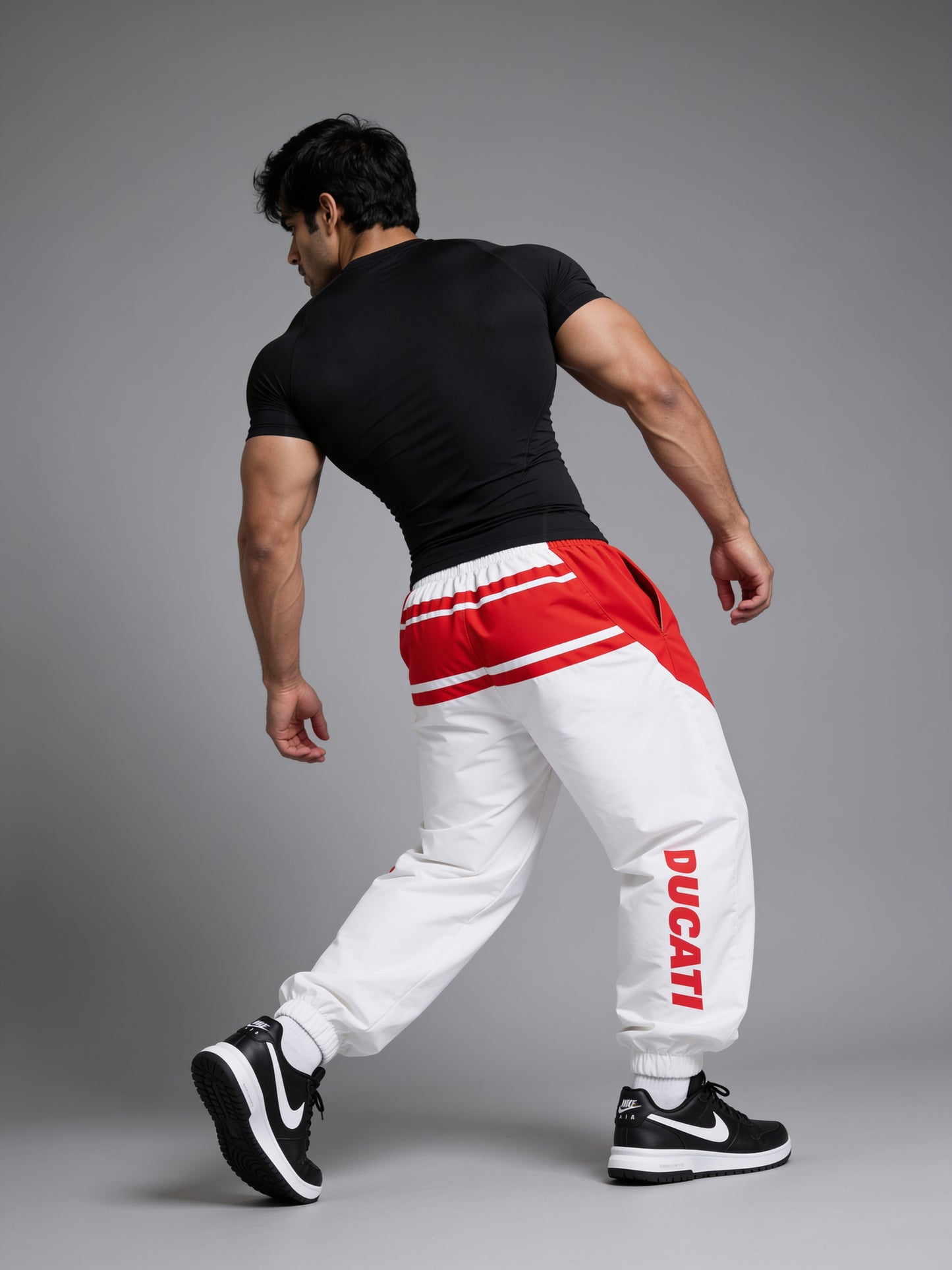 P111 - White - Racing Track Pants