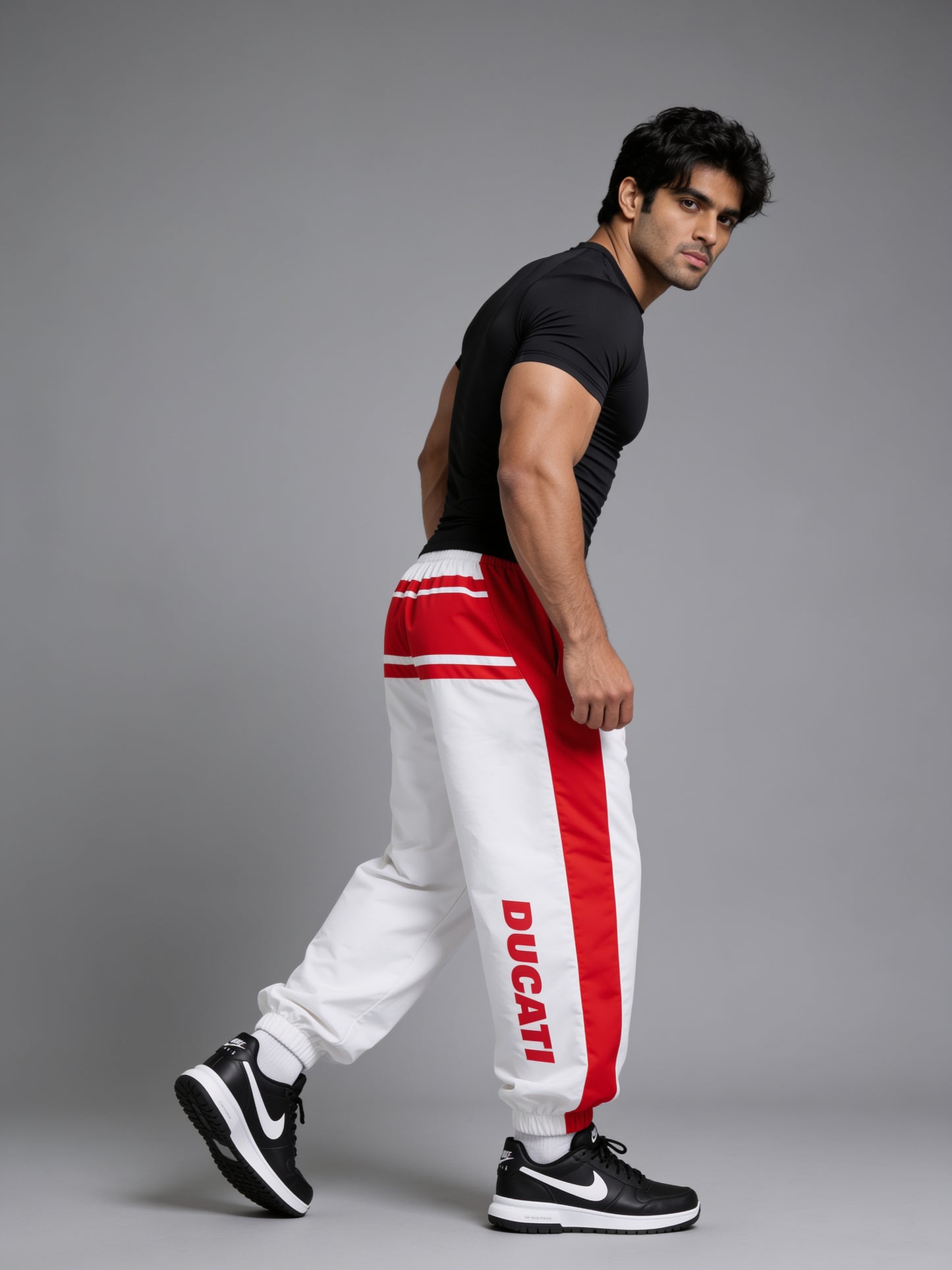 P111 - White - Racing Track Pants