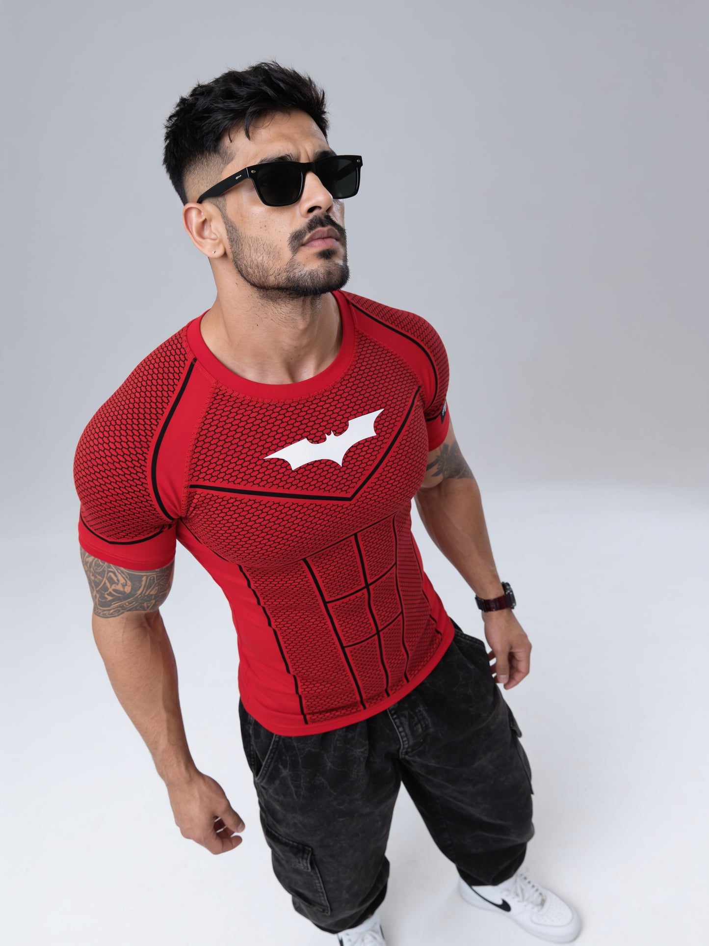 Red - Bat Abs - Cotton Lycra Compression
