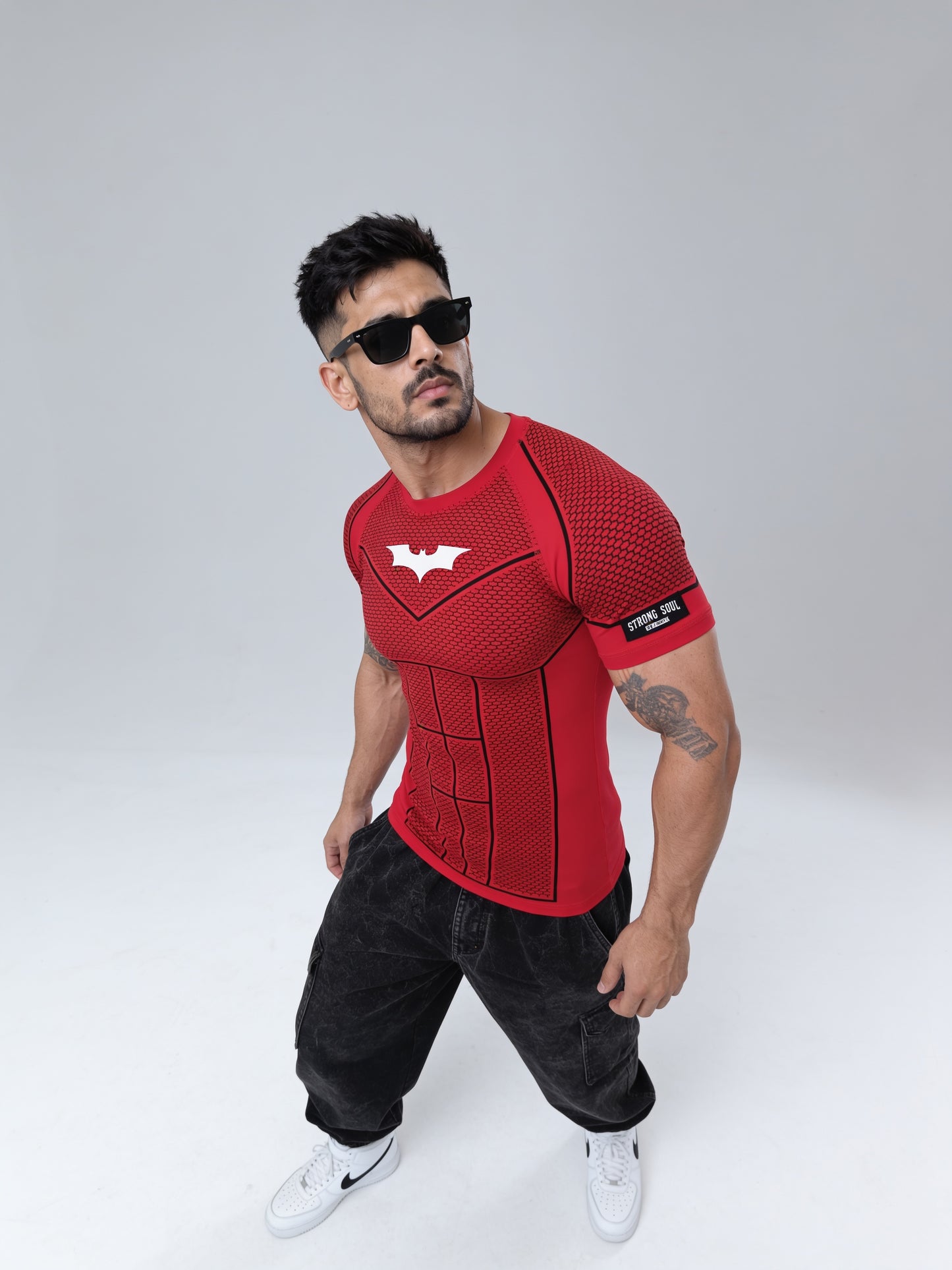 Red - Bat Abs - Cotton Lycra Compression