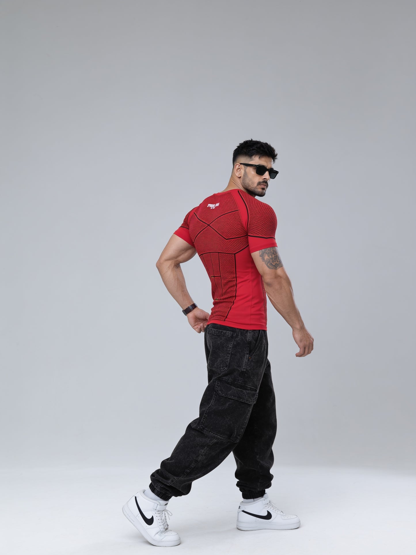 Red - Bat Abs - Cotton Lycra Compression
