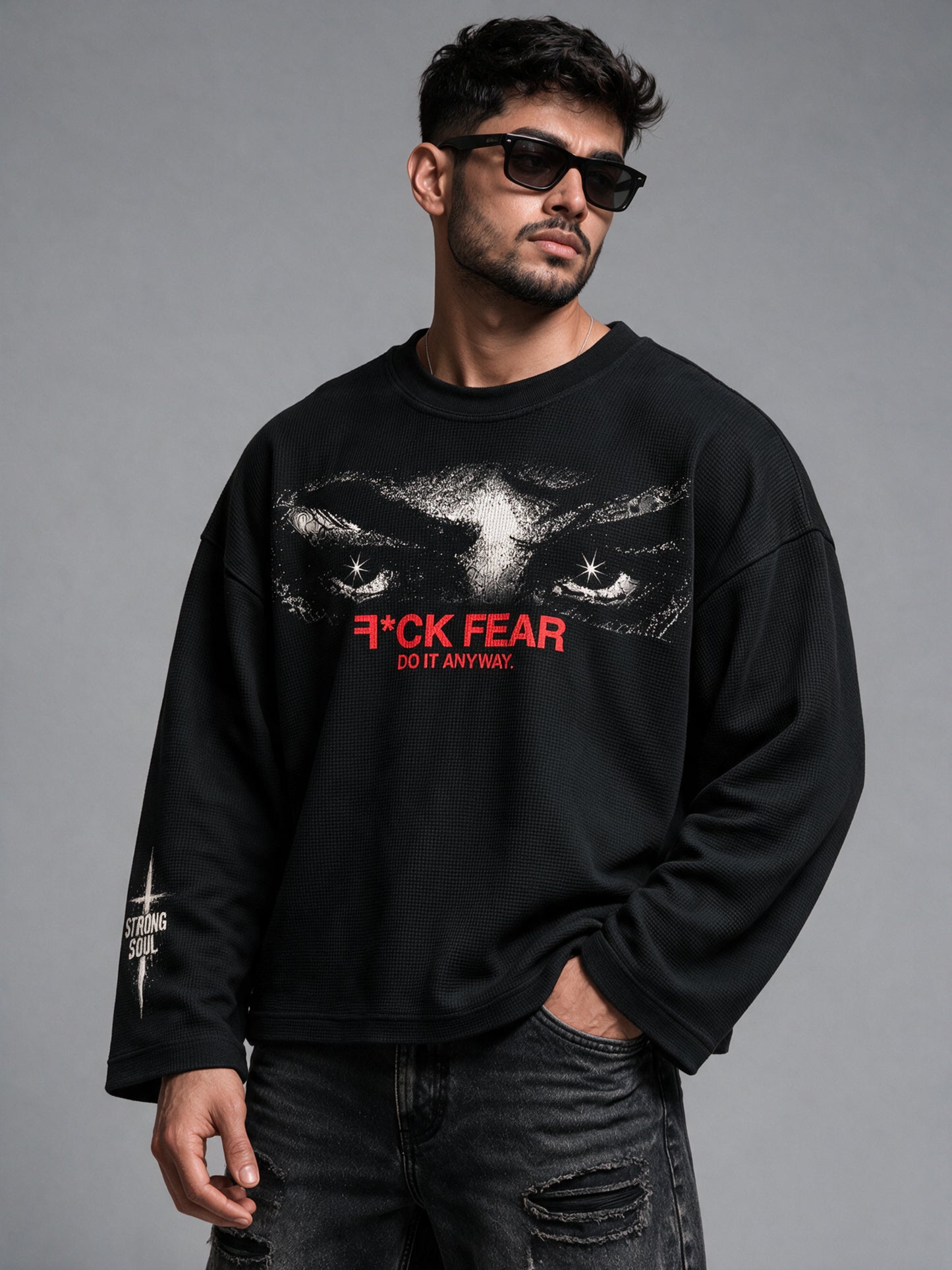 Black - Do It Anyway - Waffle Long Sleeve