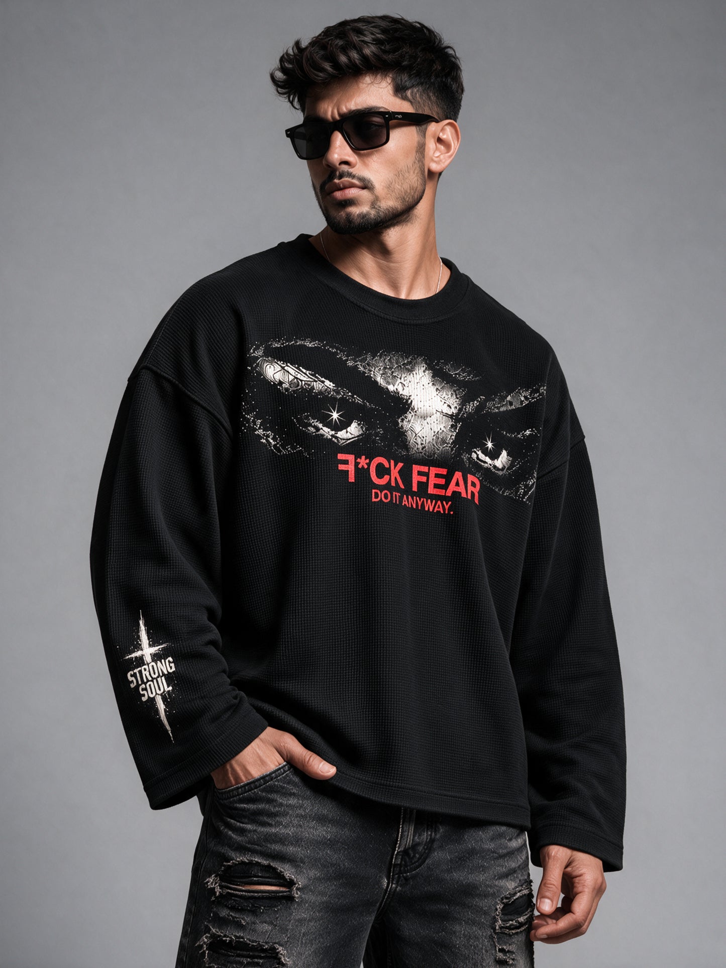 Black - Do It Anyway - Waffle Long Sleeve