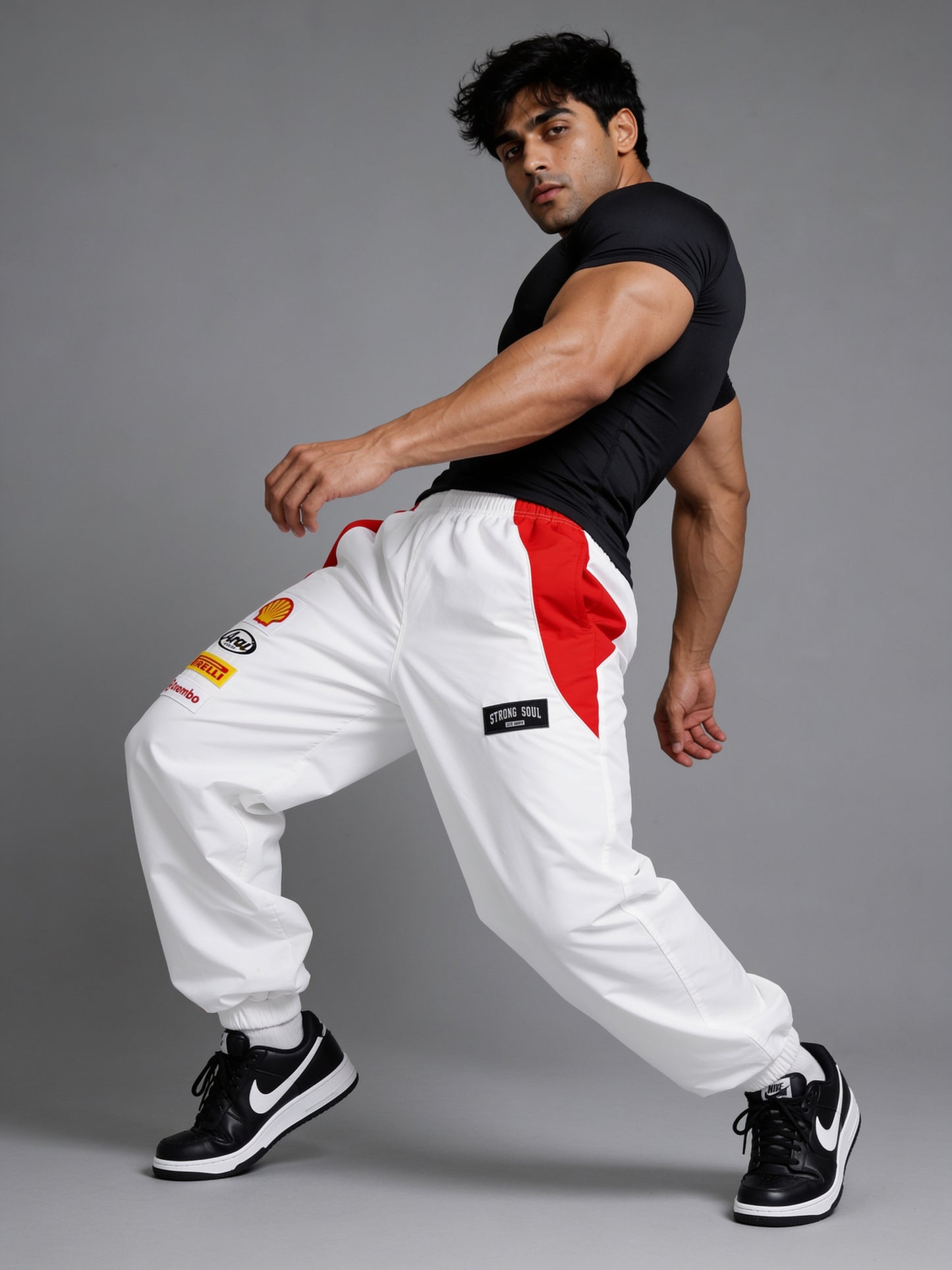 P111 - White - Racing Track Pants