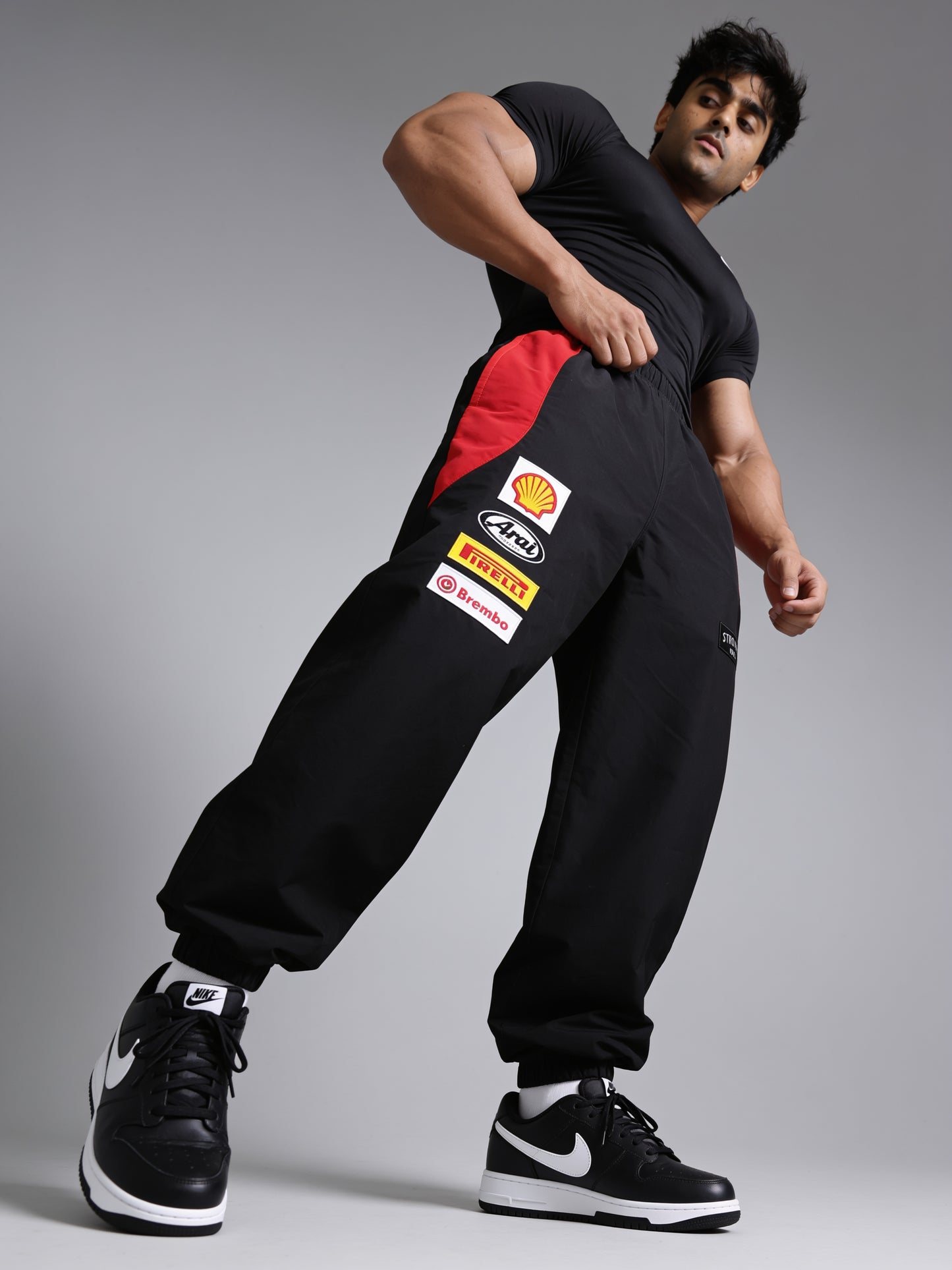 P111 - Black - Racing Track Pants