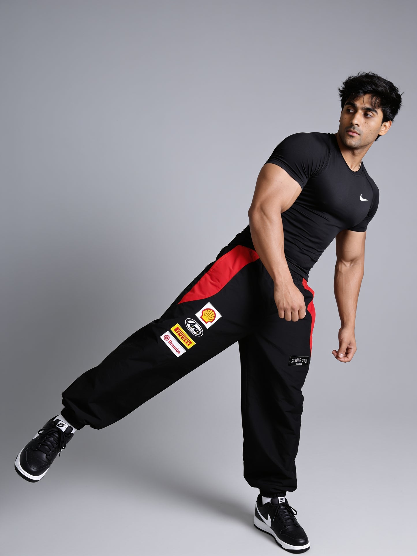 P111 - Black - Racing Track Pants