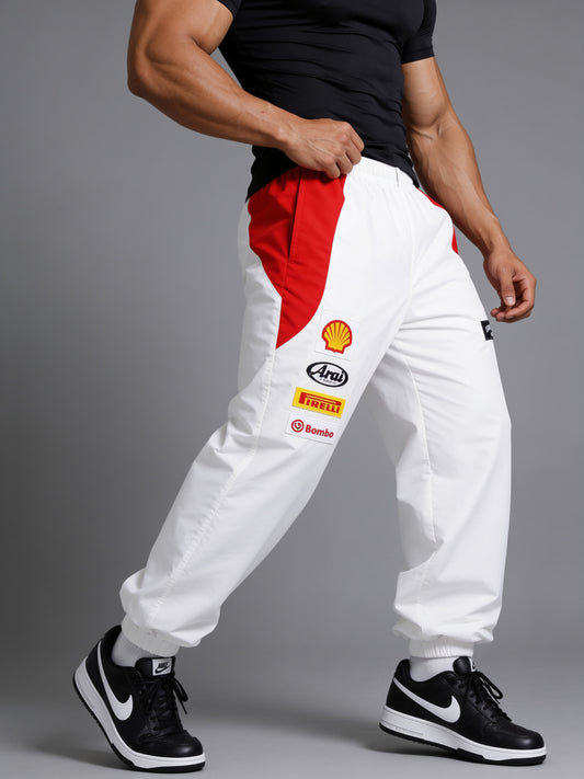 P111 - White - Racing Track Pants