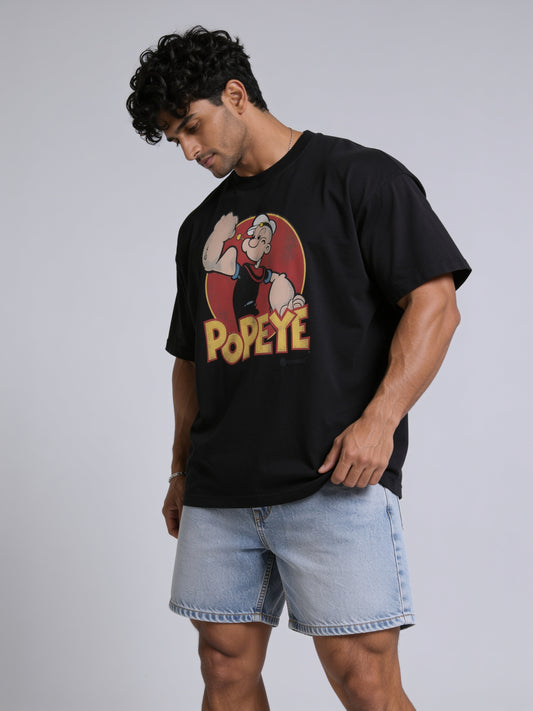 T-Shirt - Black - Popeye - Oversized
