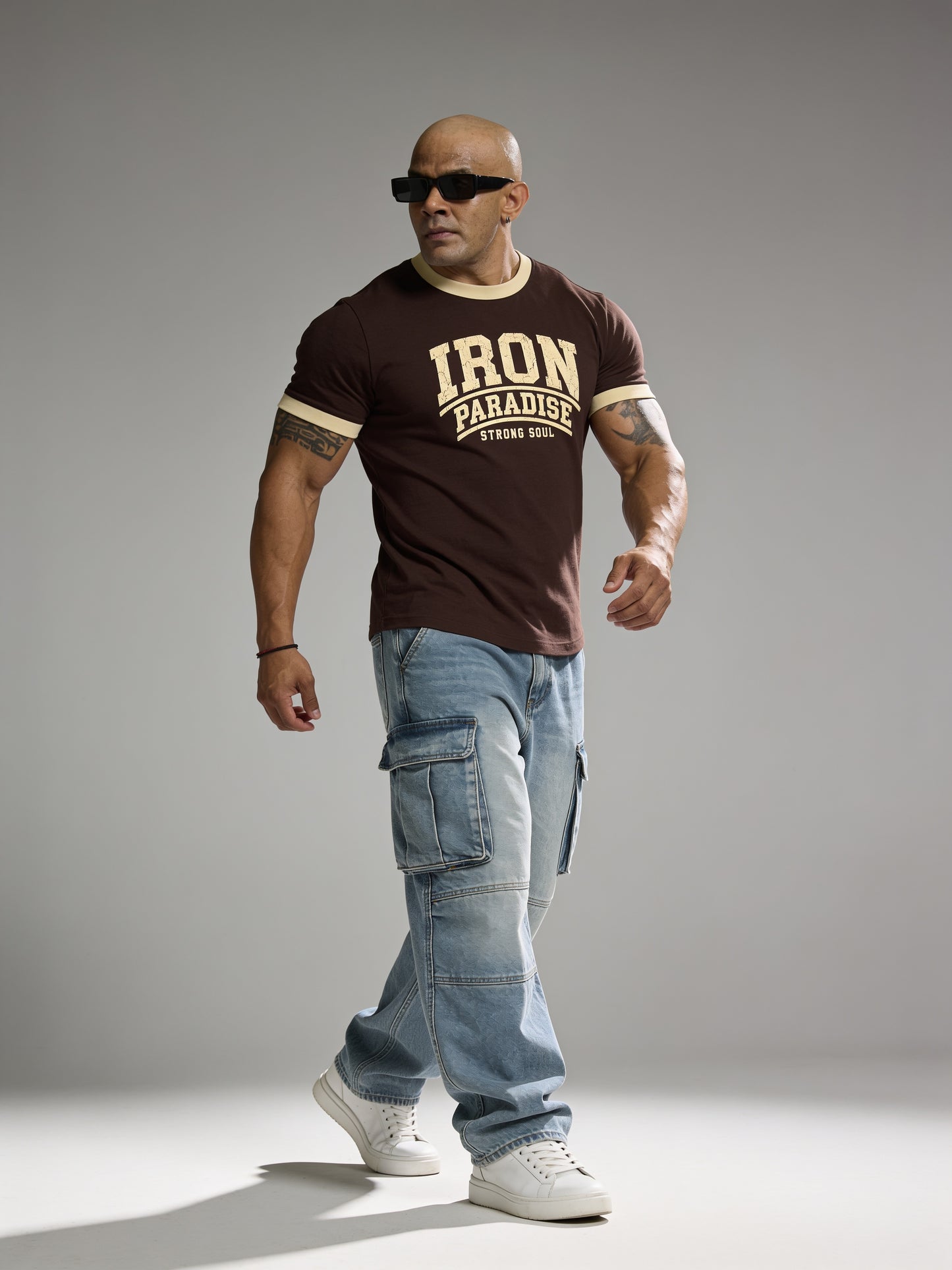 Coffee Brown Cream - Iron Paradise - Ringer T-Shirt