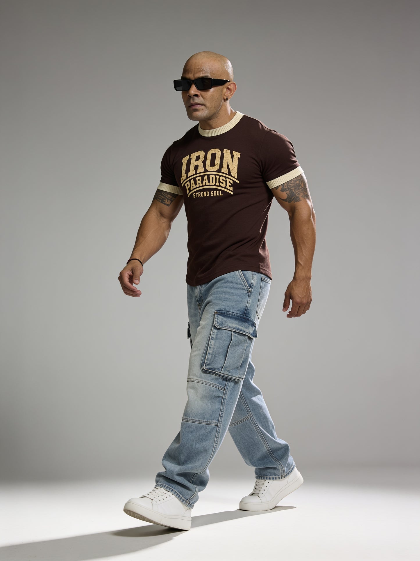 Coffee Brown Cream - Iron Paradise - Ringer T-Shirt