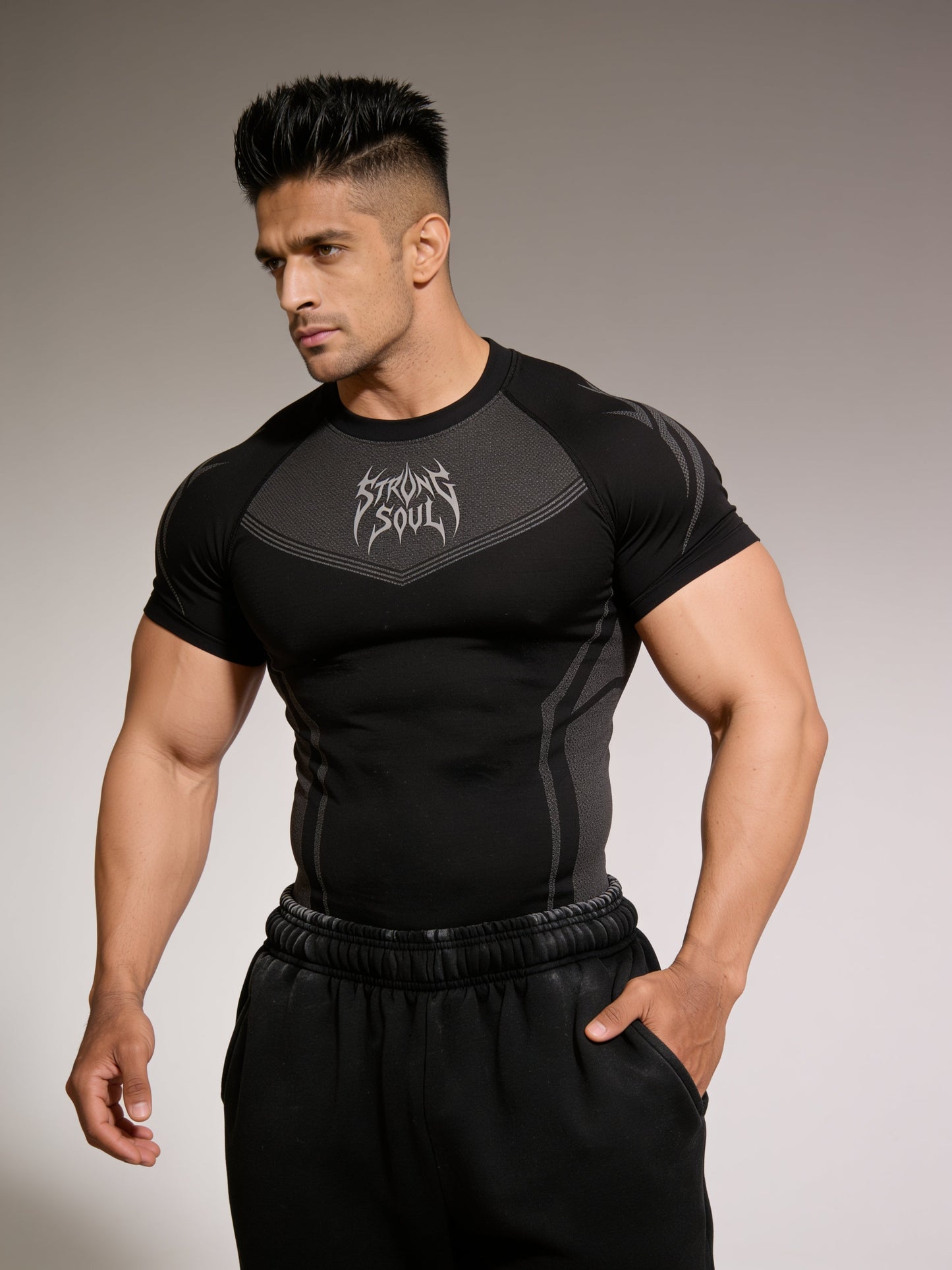 Black Warrior - Cotton Lycra Compression Strong Soul