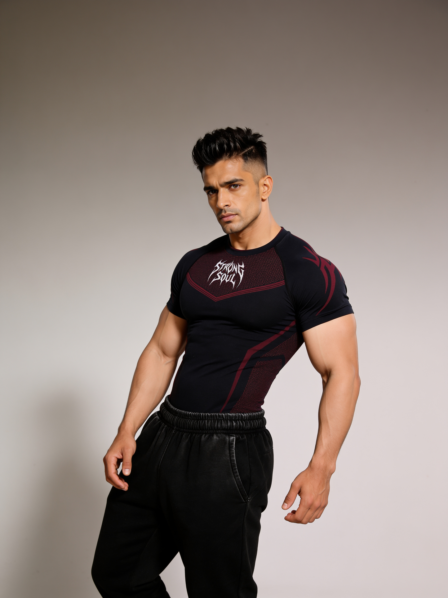 Black Red Warrior - Cotton Lycra Compression