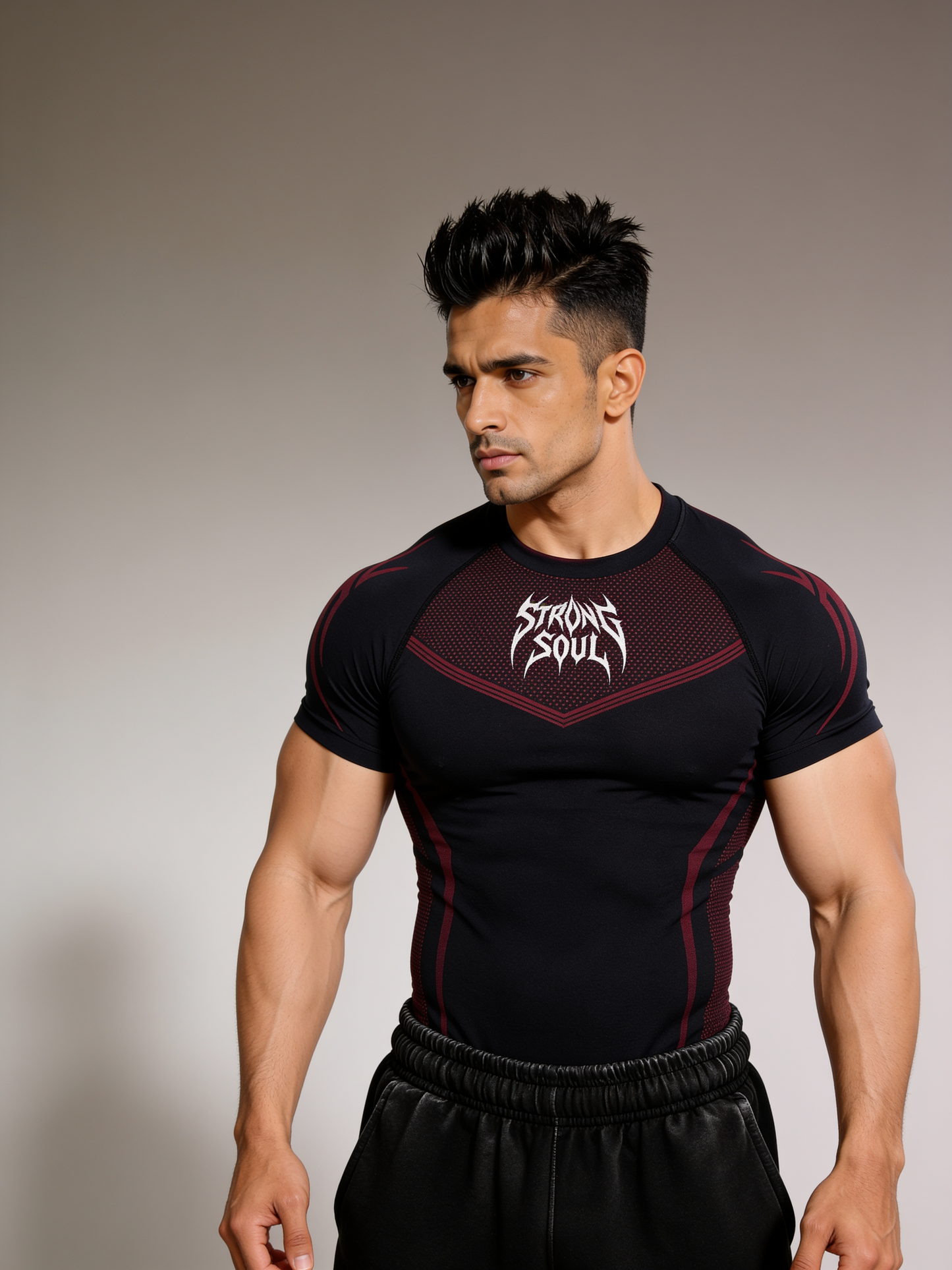 Black Red Warrior - Cotton Lycra Compression