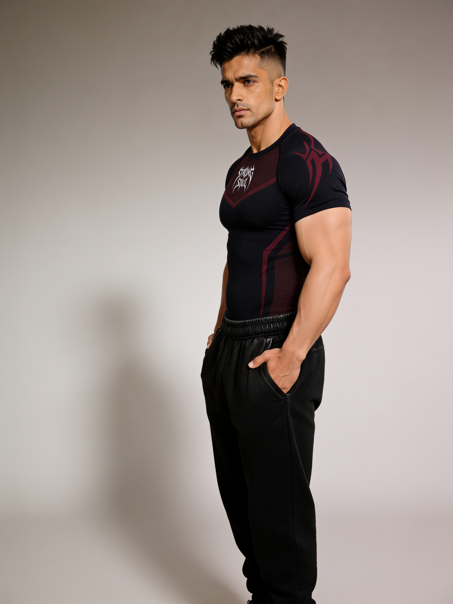 Black Red Warrior - Cotton Lycra Compression
