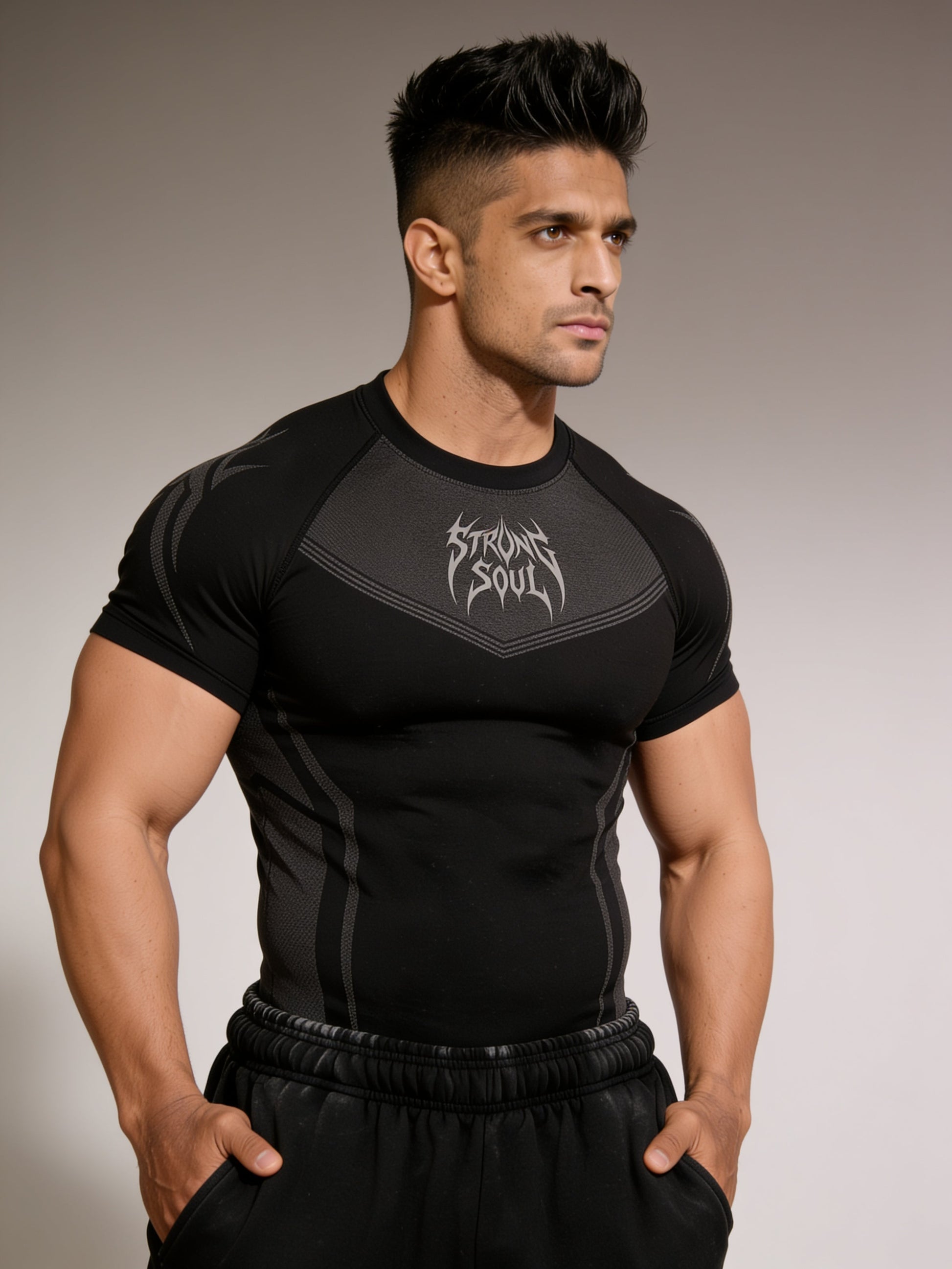 Black Warrior - Cotton Lycra Compression Strong Soul