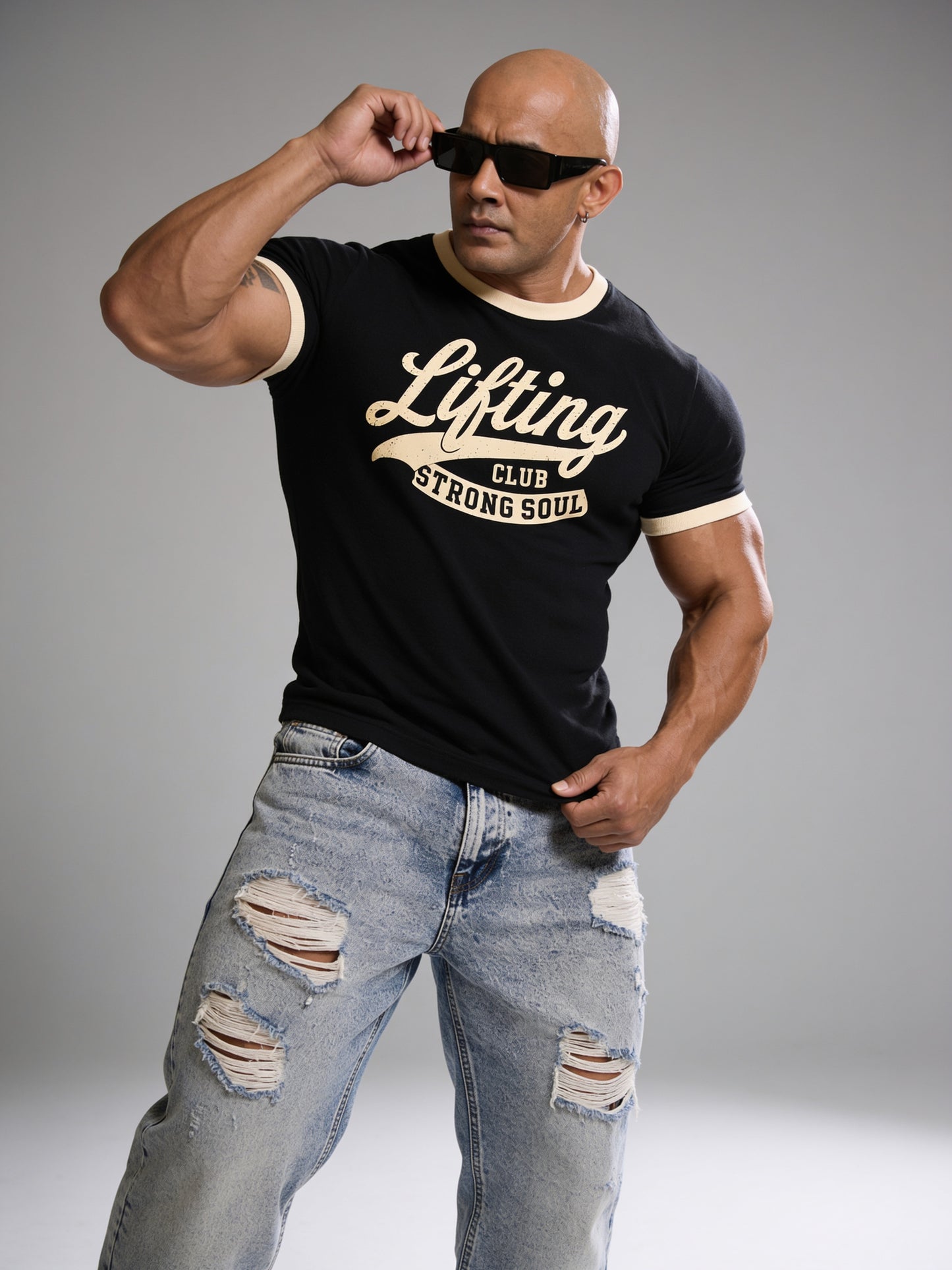 Black Cream - Lifting Club - Ringer T-Shirt