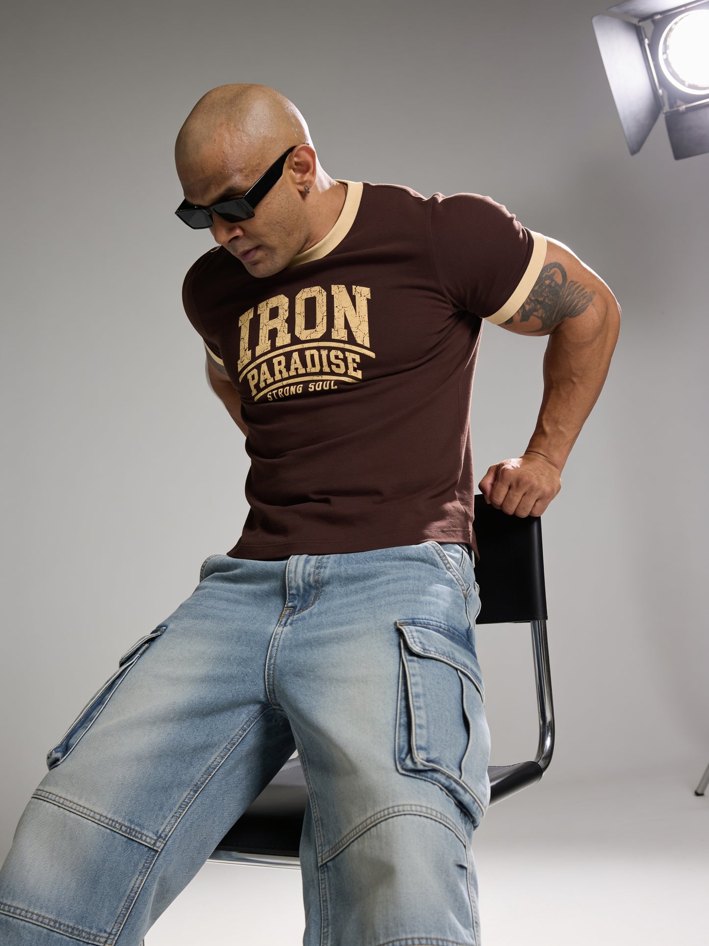 Coffee Brown Cream - Iron Paradise - Ringer T-Shirt