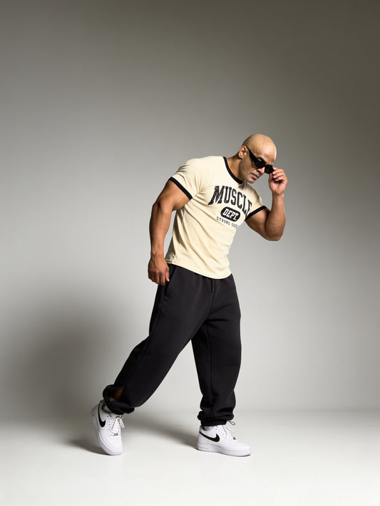 Cream Black - Muscle Dept - Ringer T-Shirt
