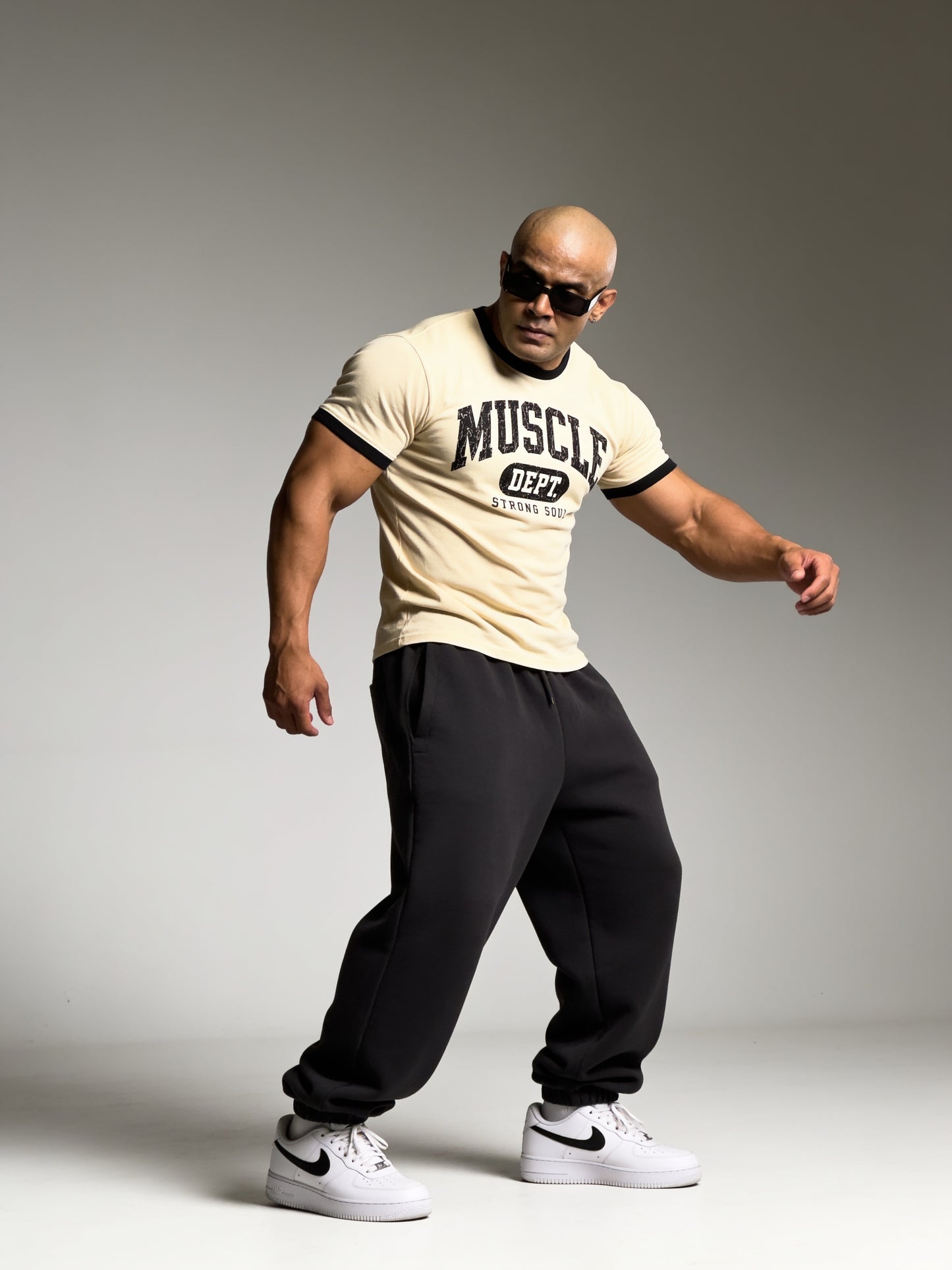 Cream Black - Muscle Dept - Ringer T-Shirt