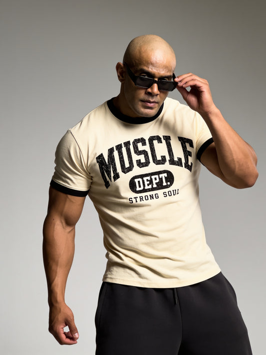 Cream Black - Muscle Dept - Ringer T-Shirt