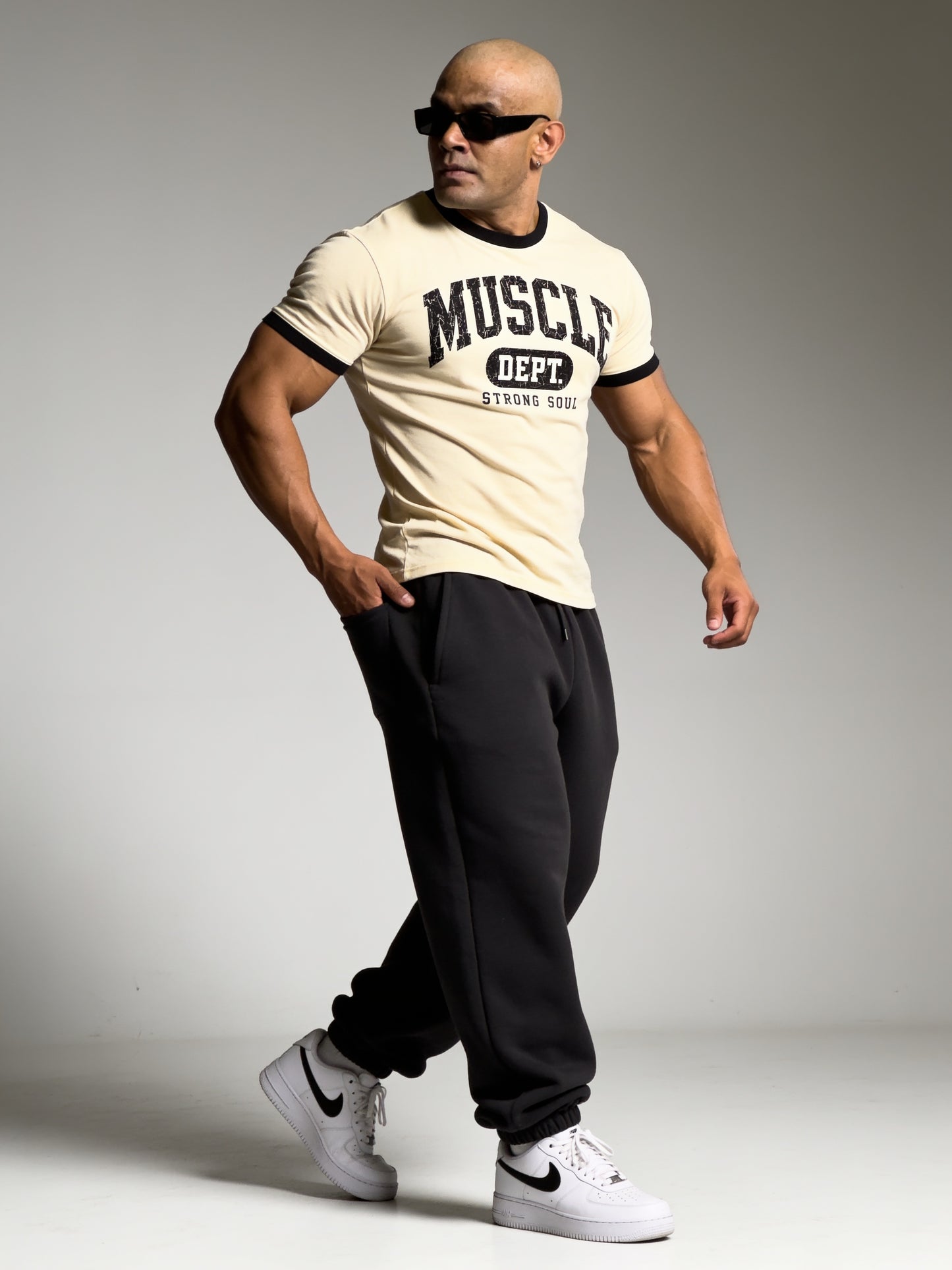 Cream Black - Muscle Dept - Ringer T-Shirt