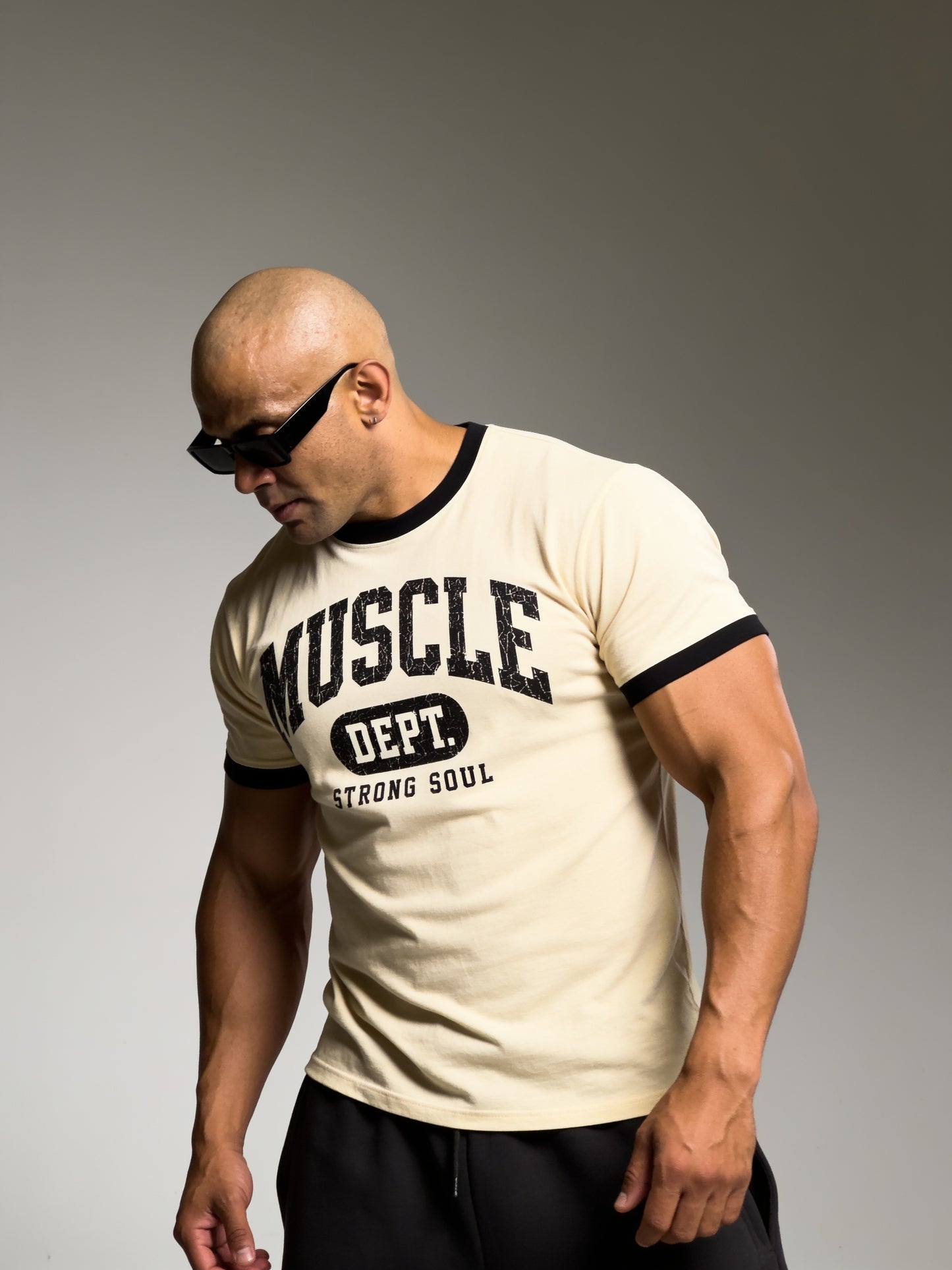 Cream Black - Muscle Dept - Ringer T-Shirt