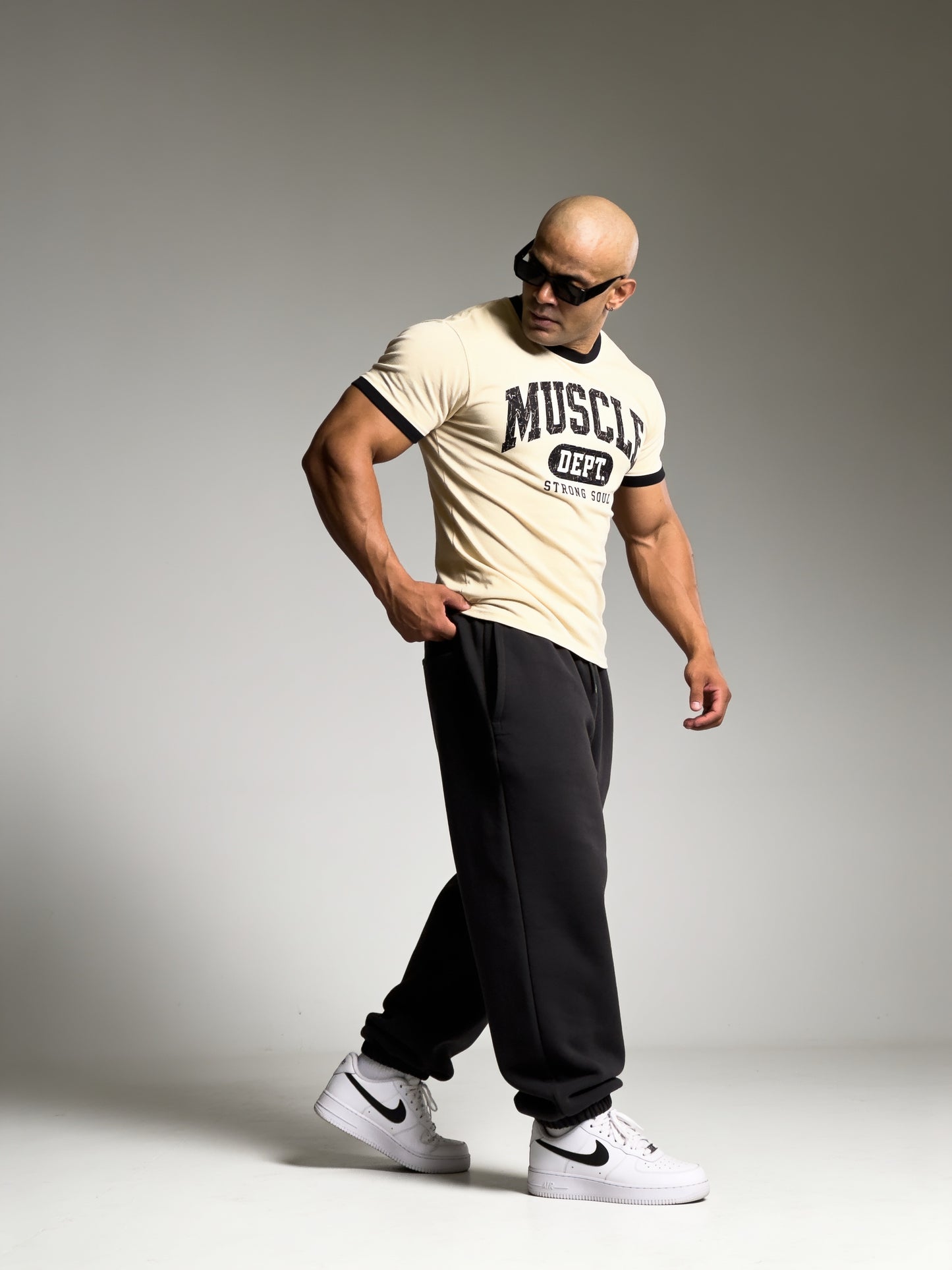 Cream Black - Muscle Dept - Ringer T-Shirt