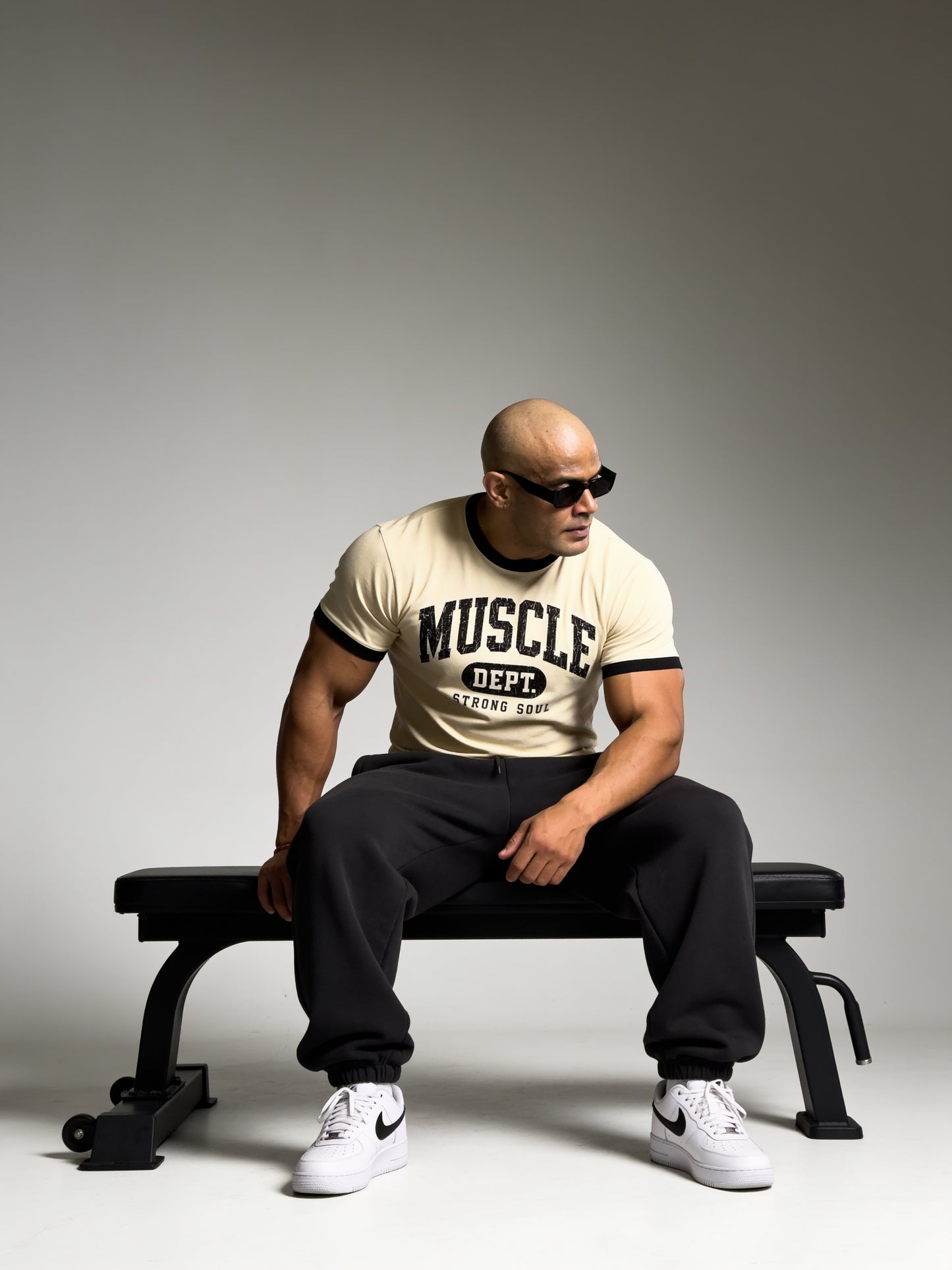 Cream Black - Muscle Dept - Ringer T-Shirt