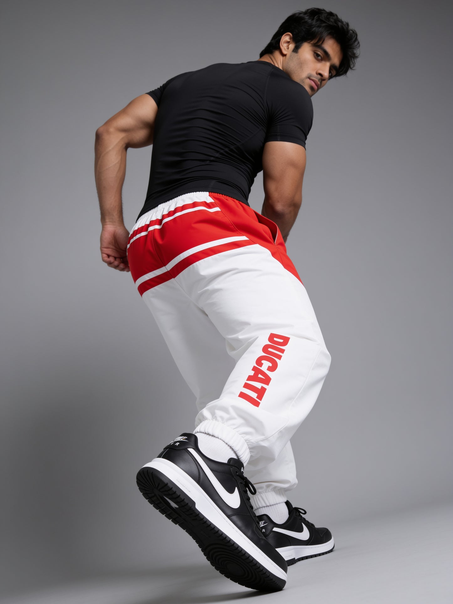 P111 - White - Racing Track Pants