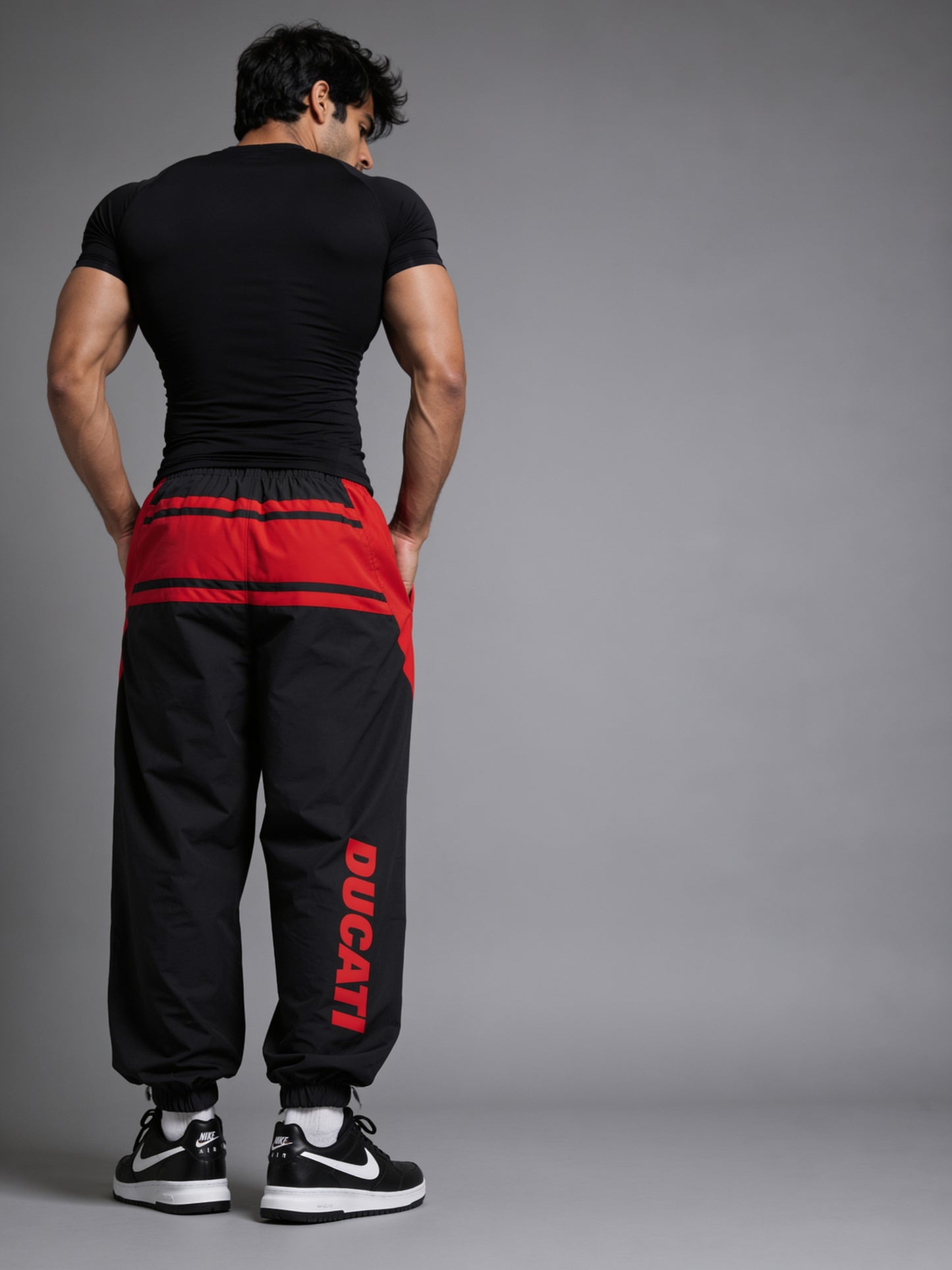 P111 - Black - Racing Track Pants