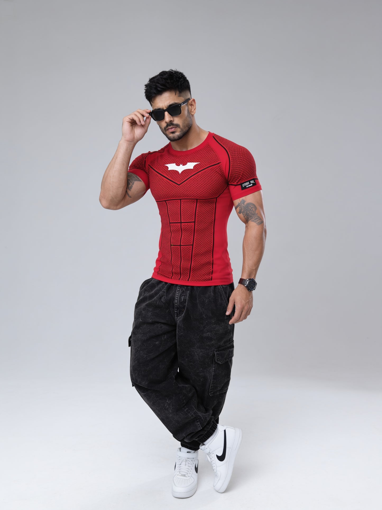 Red - Bat Abs - Cotton Lycra Compression