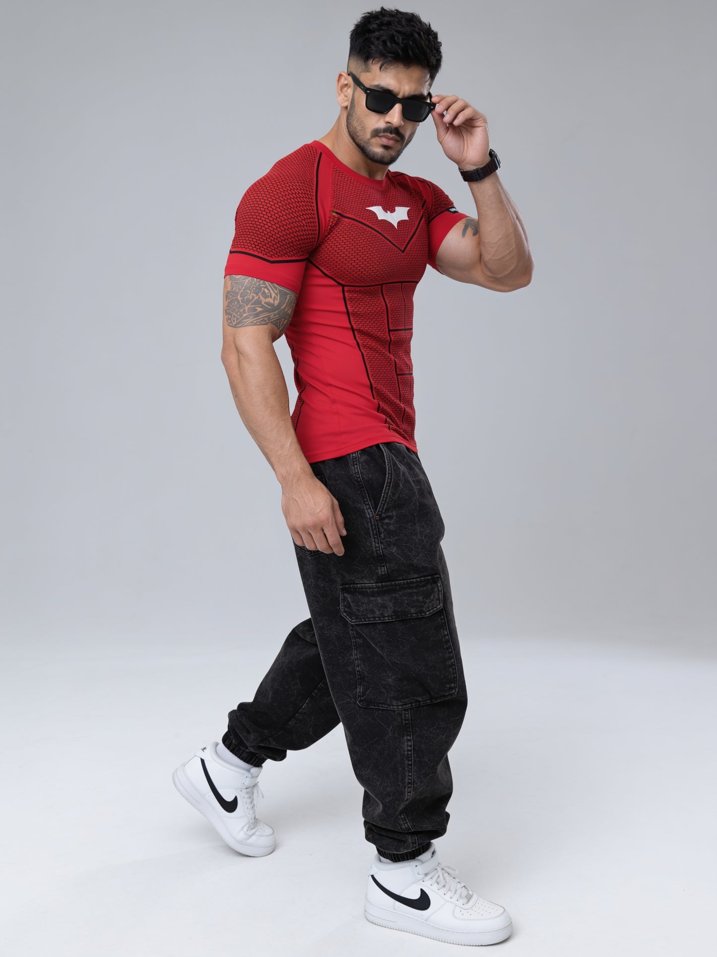 Red - Bat Abs - Cotton Lycra Compression