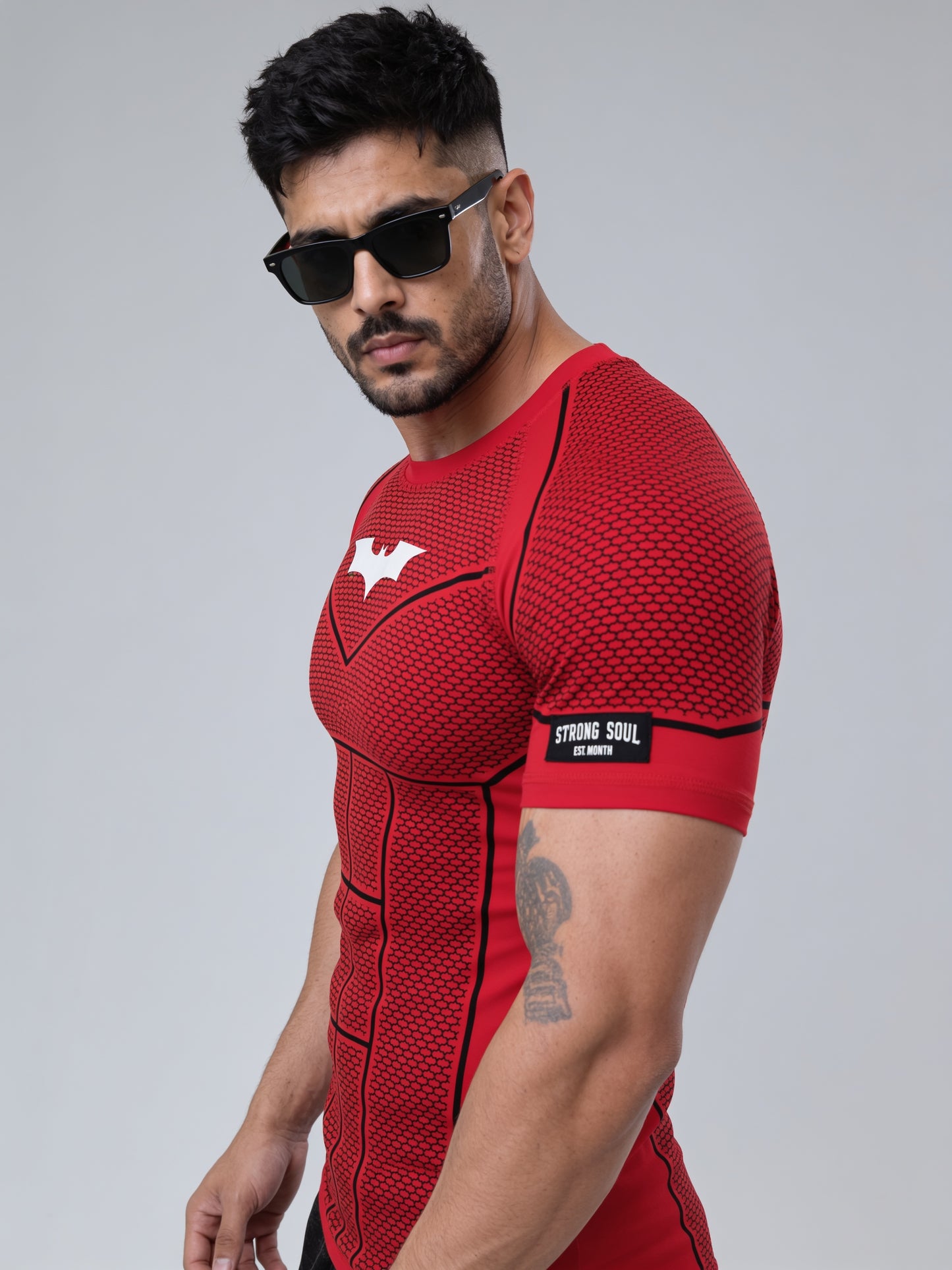 Red - Bat Abs - Cotton Lycra Compression