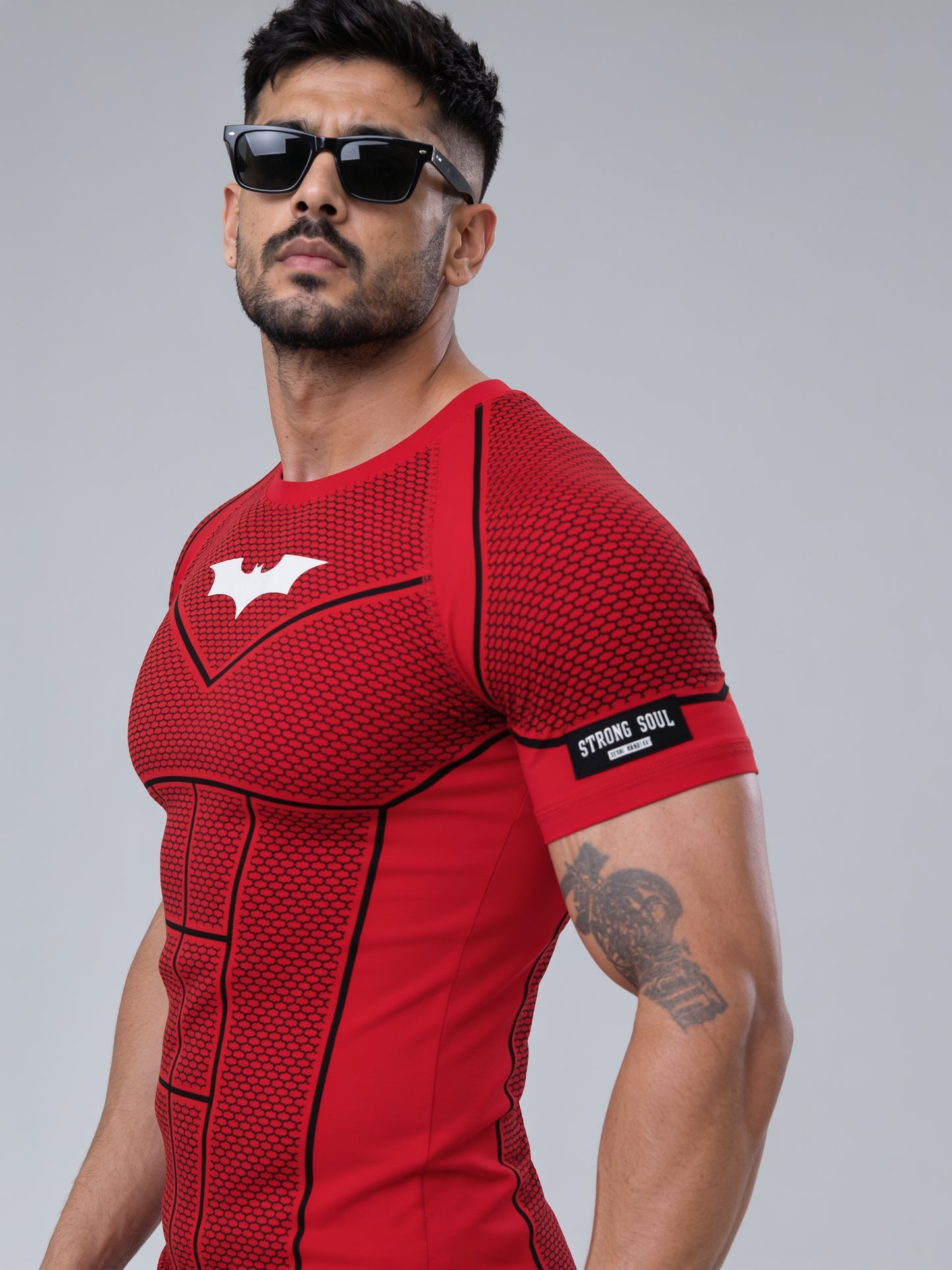 Red - Bat Abs - Cotton Lycra Compression