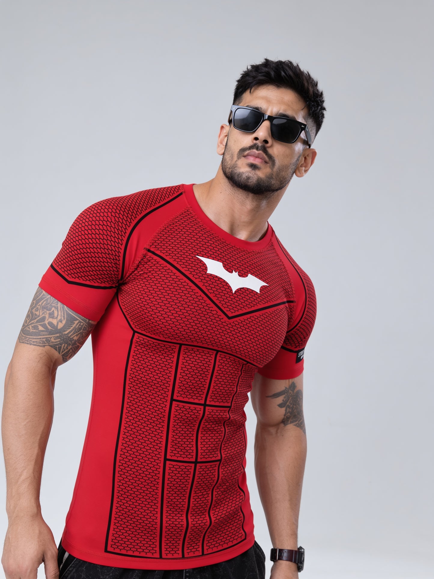 Red - Bat Abs - Cotton Lycra Compression