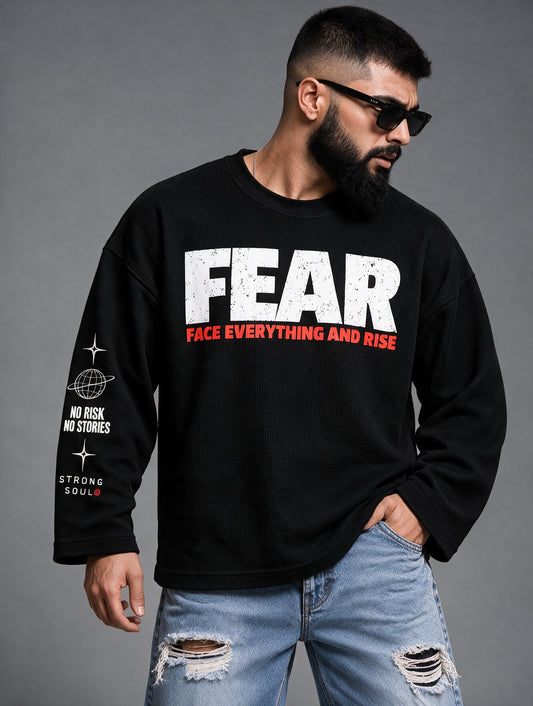 Black - Fear - Waffle Long Sleeve