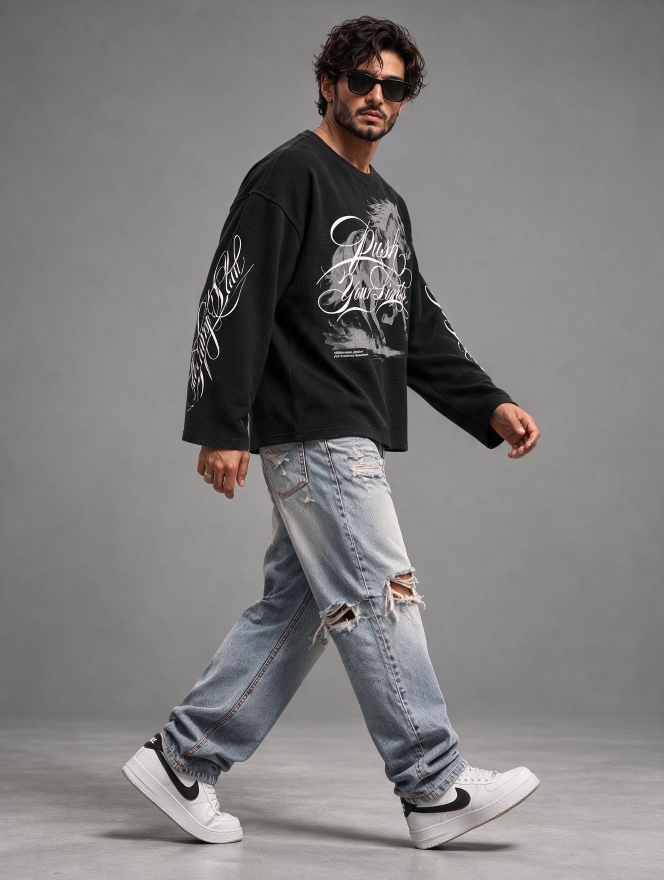 Black - Push Your Limits - Waffle Long Sleeve
