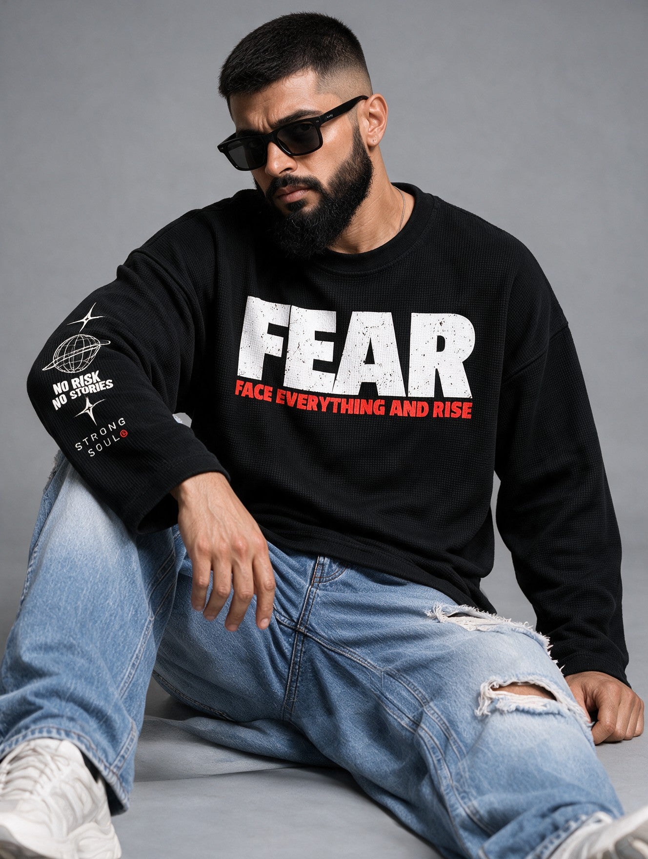 Black - Fear - Waffle Long Sleeve