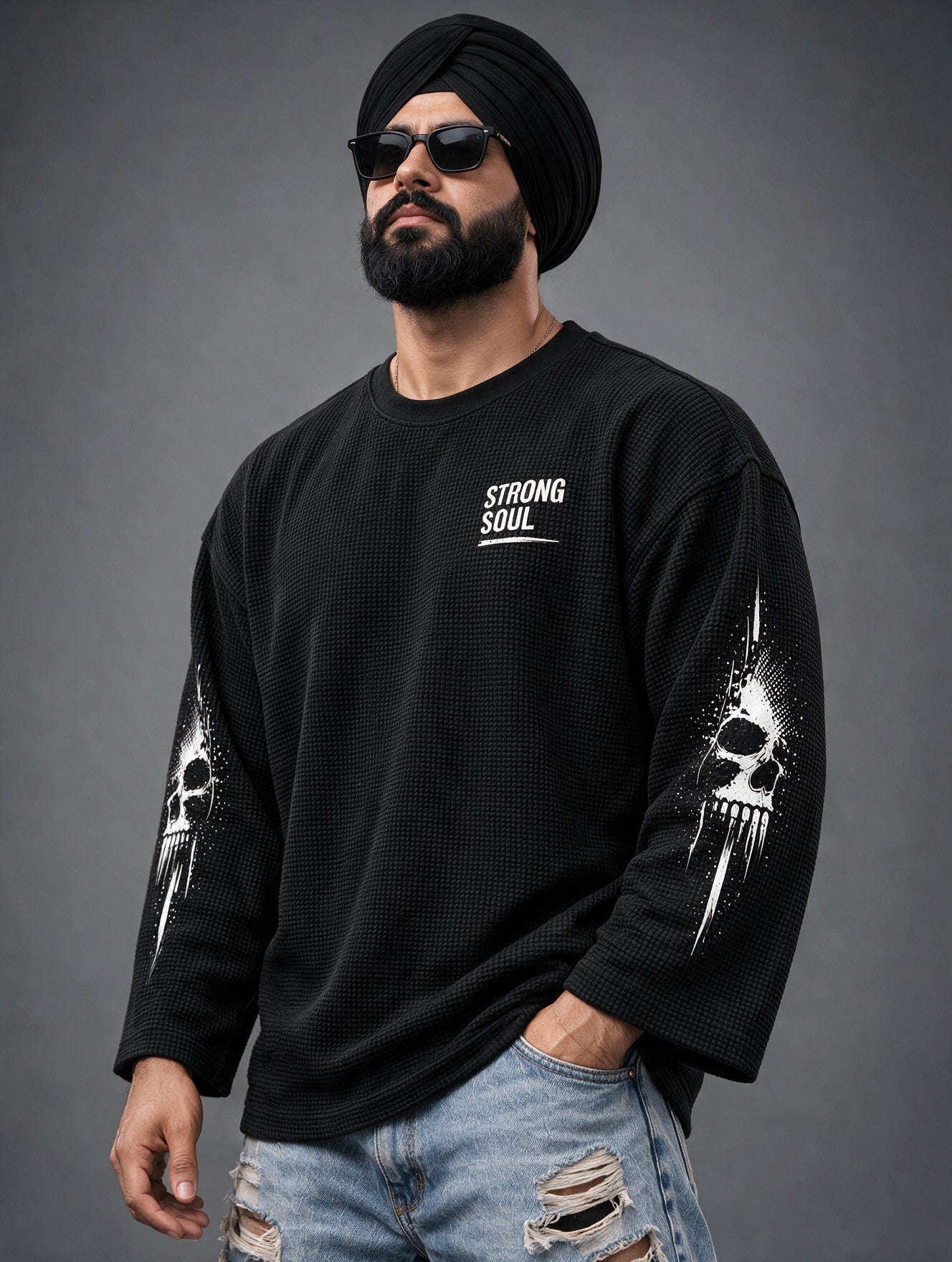 Black - Pain Is Fuel - Waffle Long Sleeve