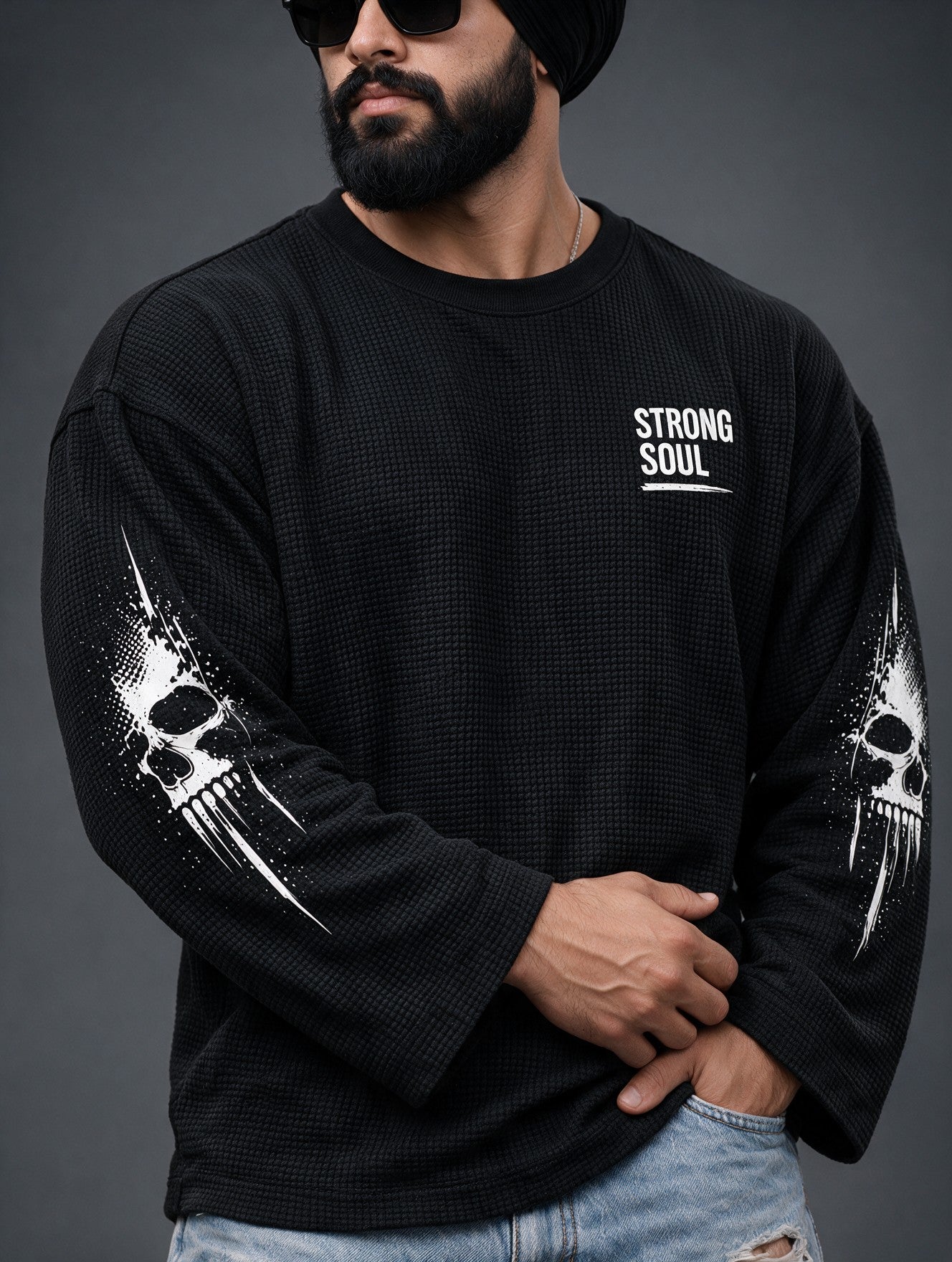 Black - Pain Is Fuel - Waffle Long Sleeve