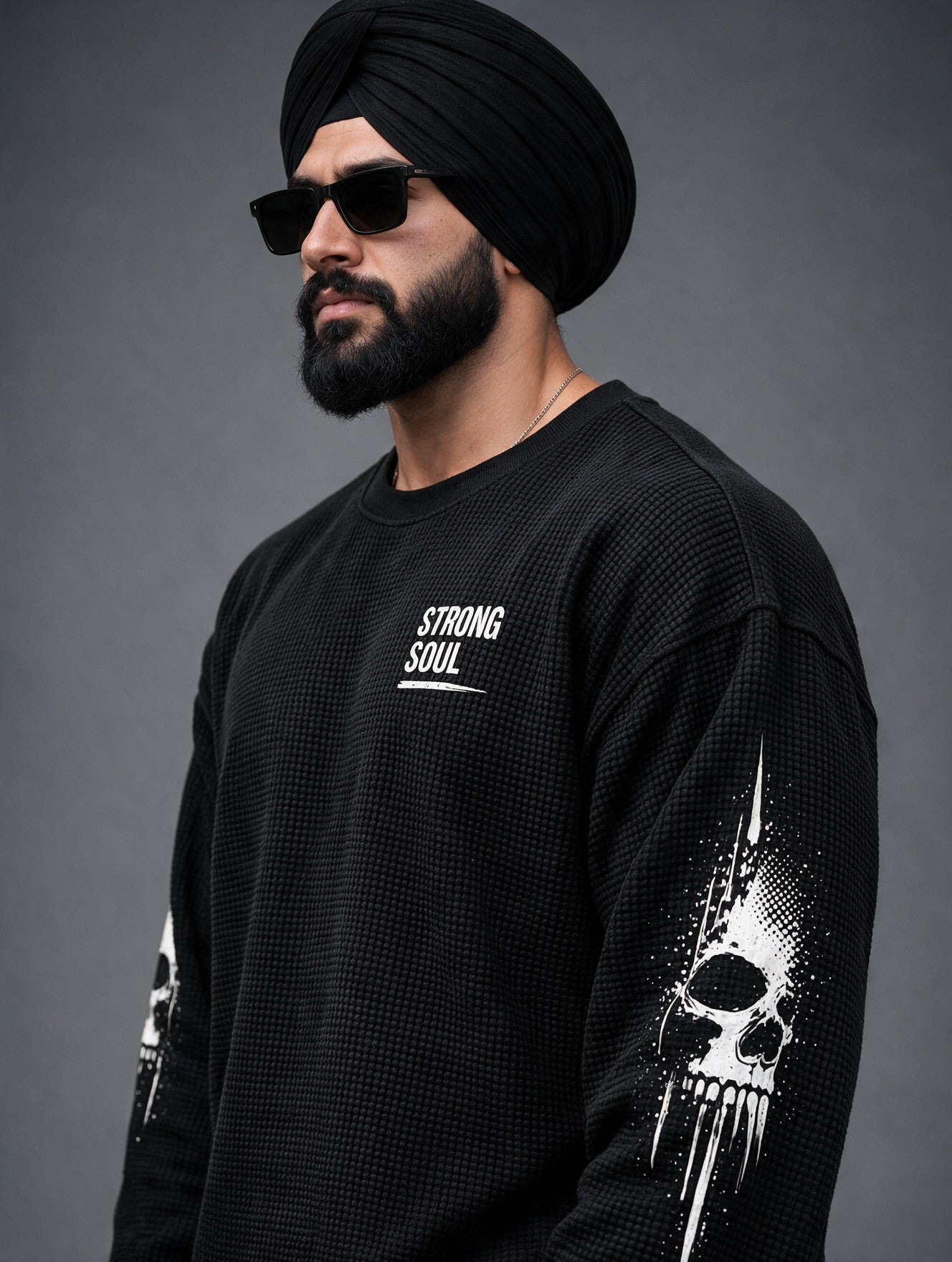 Black - Pain Is Fuel - Waffle Long Sleeve