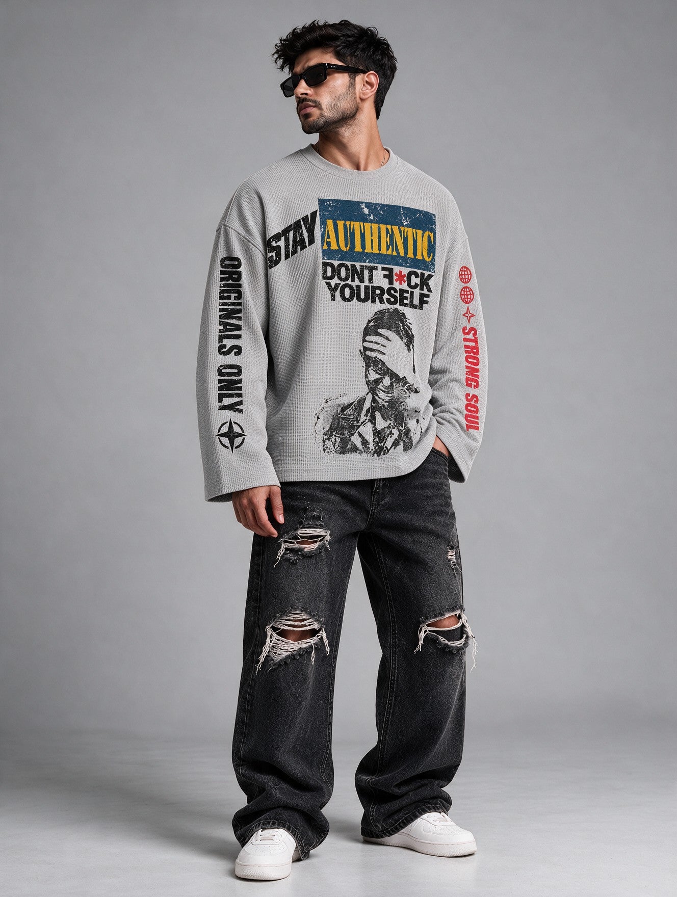 Light Grey - Copycat - Waffle Long Sleeve