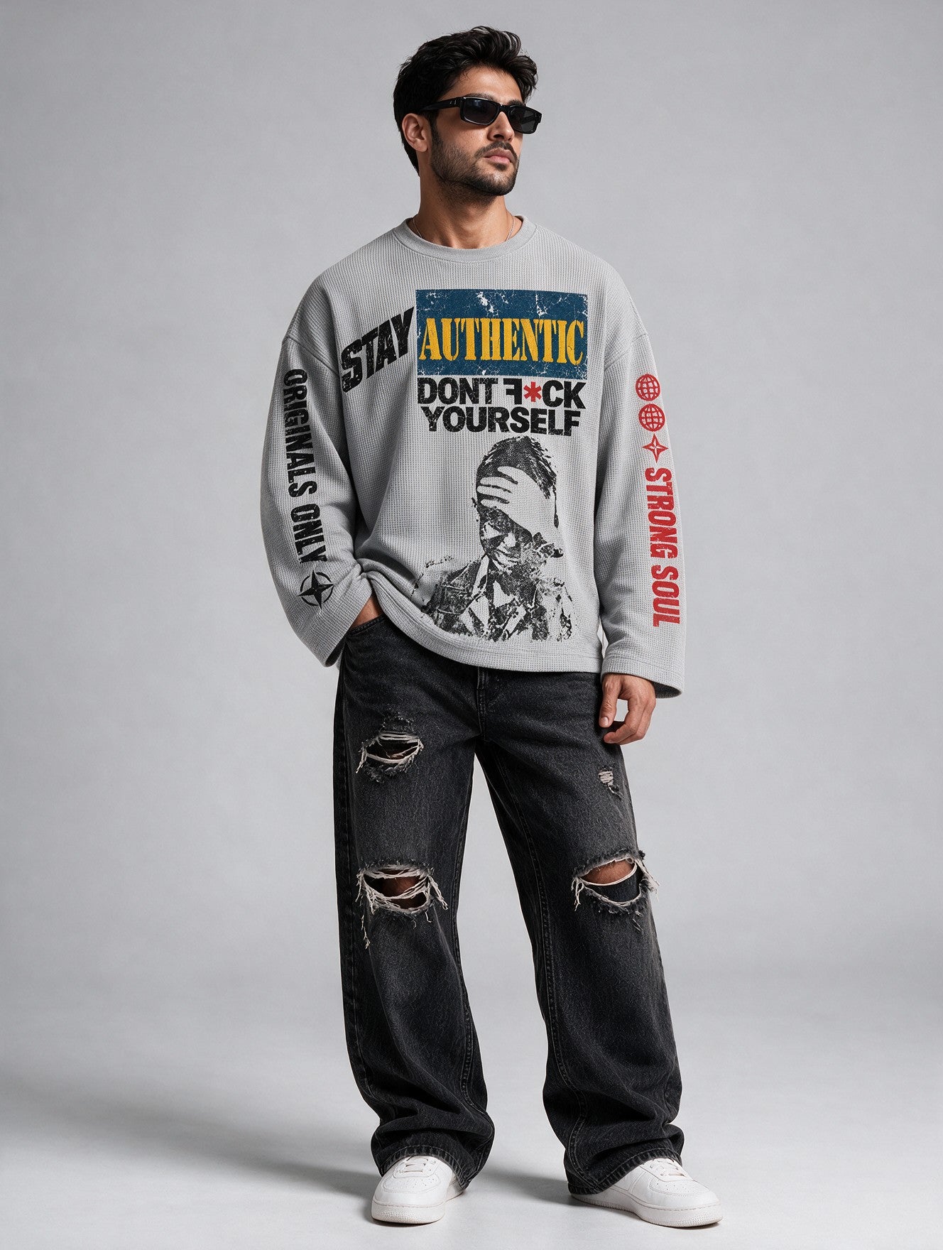 Light Grey - Copycat - Waffle Long Sleeve