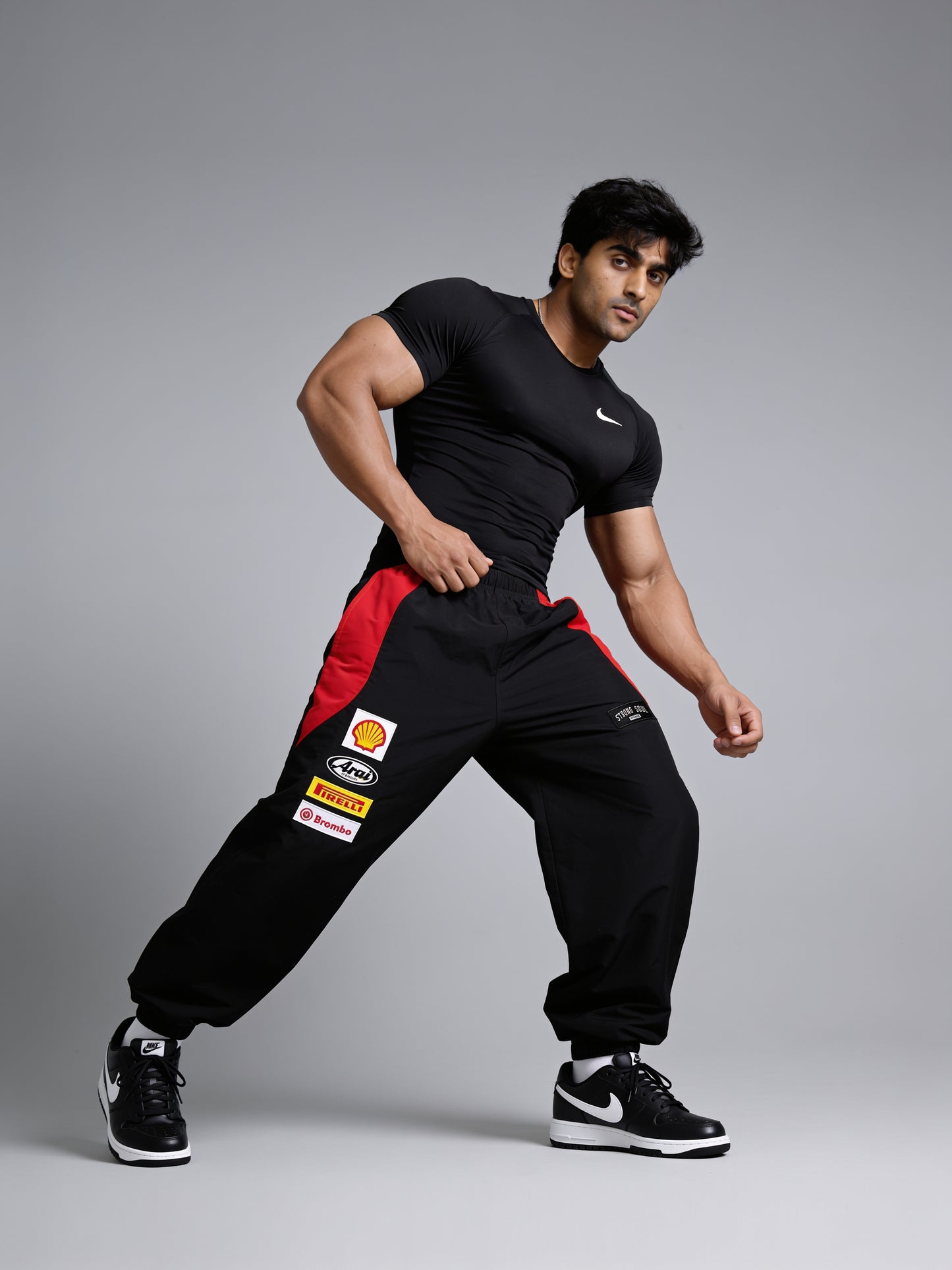 P111 - Black - Racing Track Pants