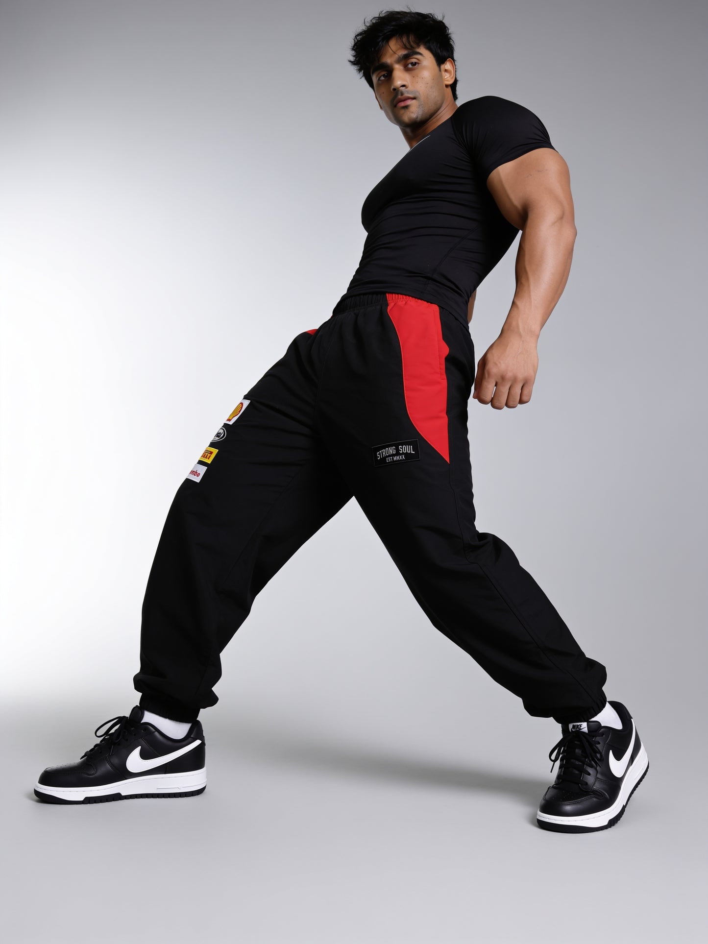 P111 - Black - Racing Track Pants