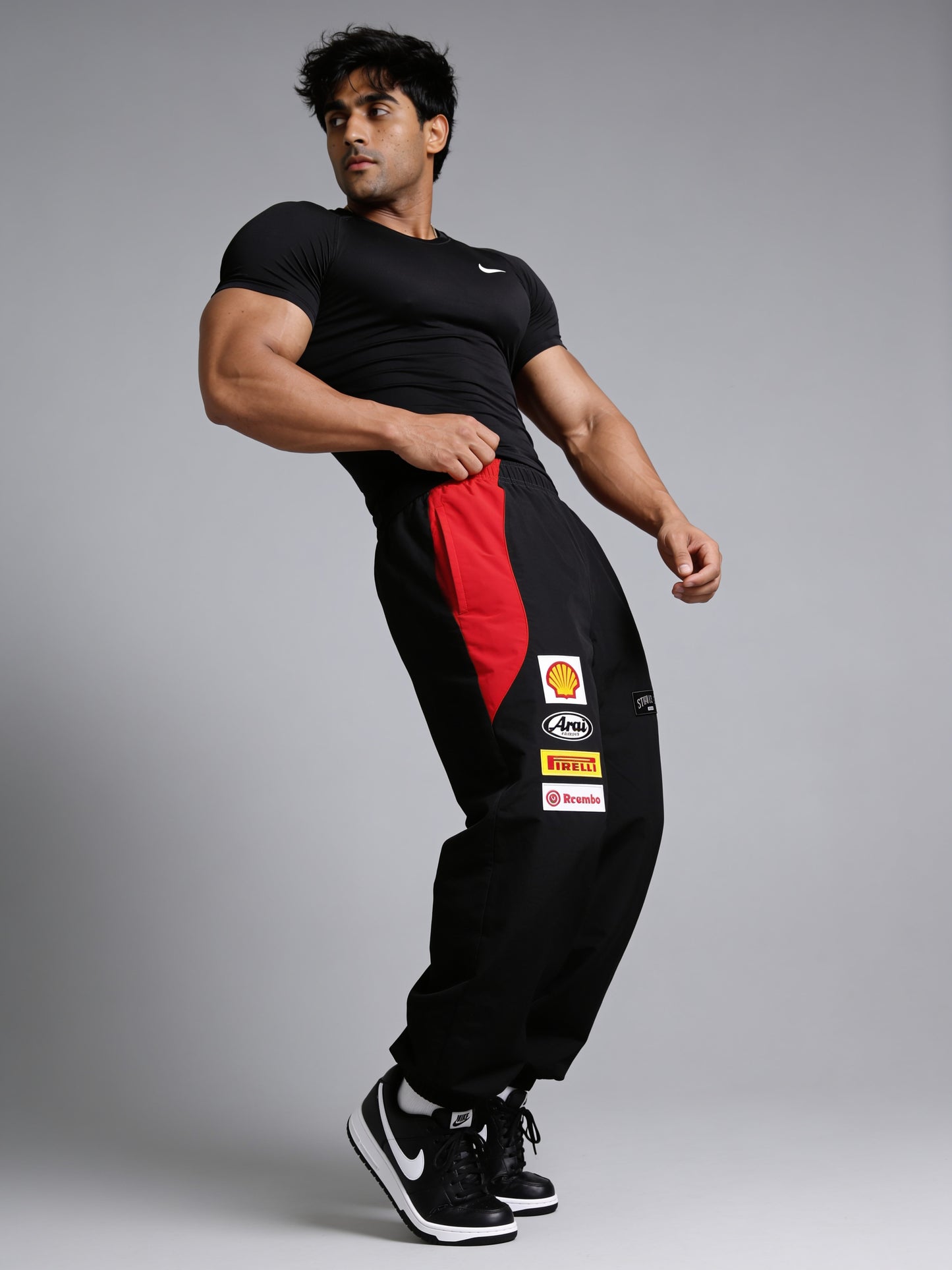 P111 - Black - Racing Track Pants