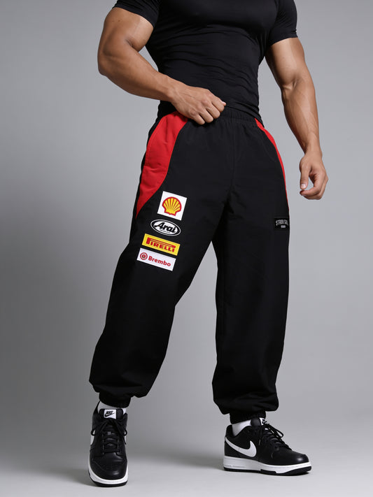 P111 - Black - Racing Track Pants